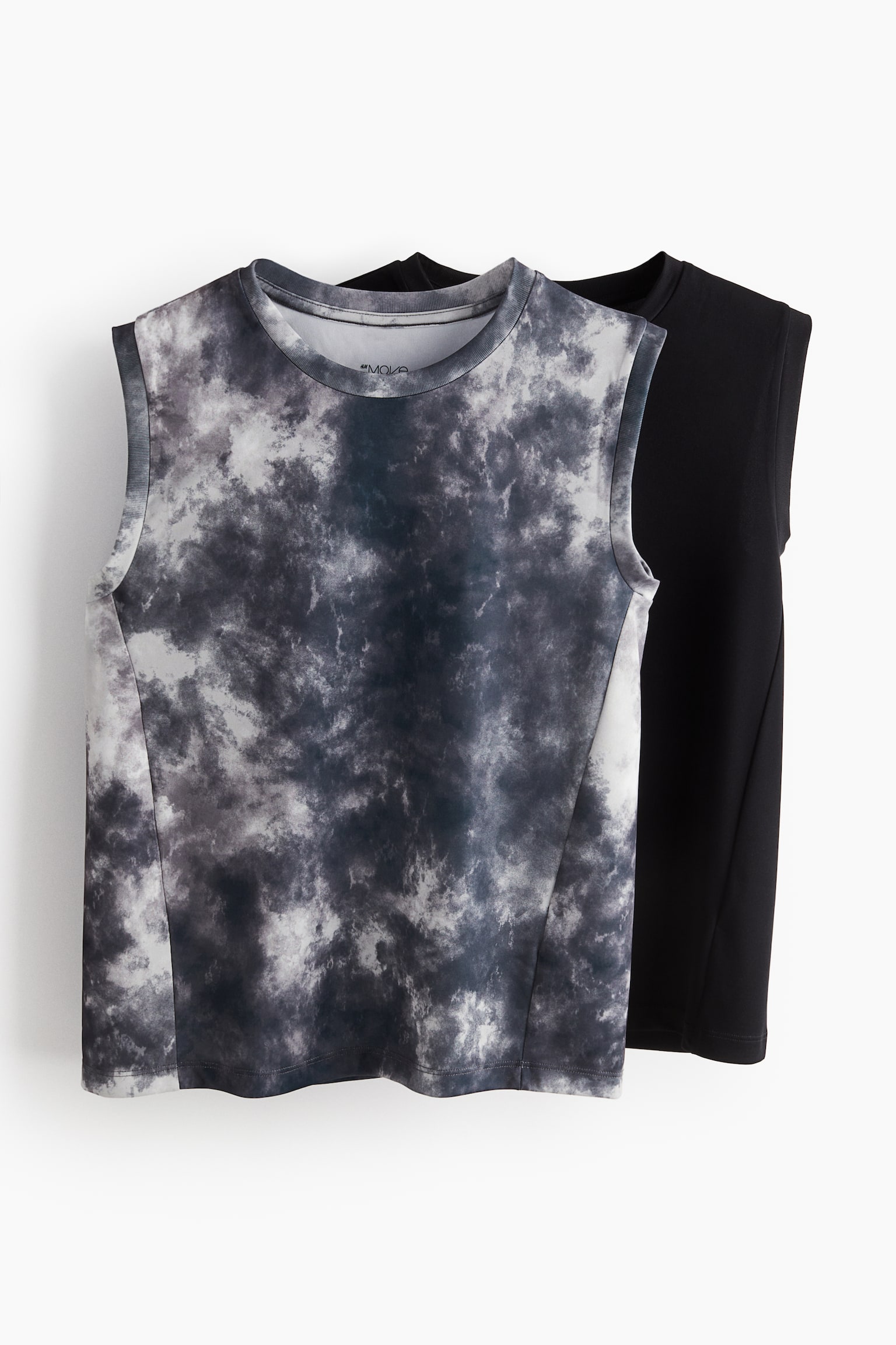 2-pack Activewear Tanks In DryMove™ - Black/Tie dye/Dark blue/Light blue - 1