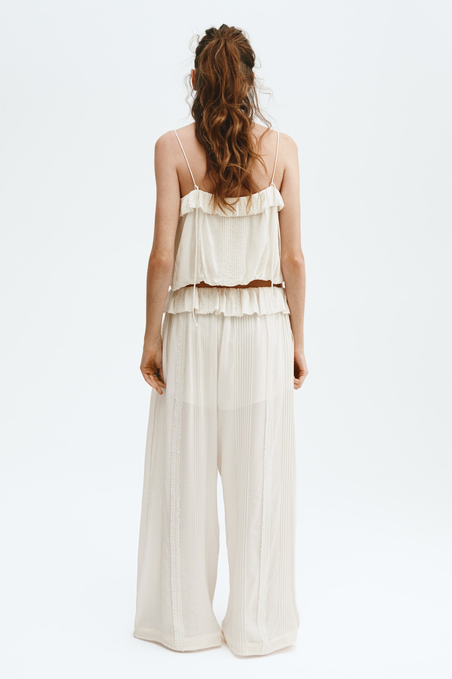 Bubble-hem strappy top - Cream - 6