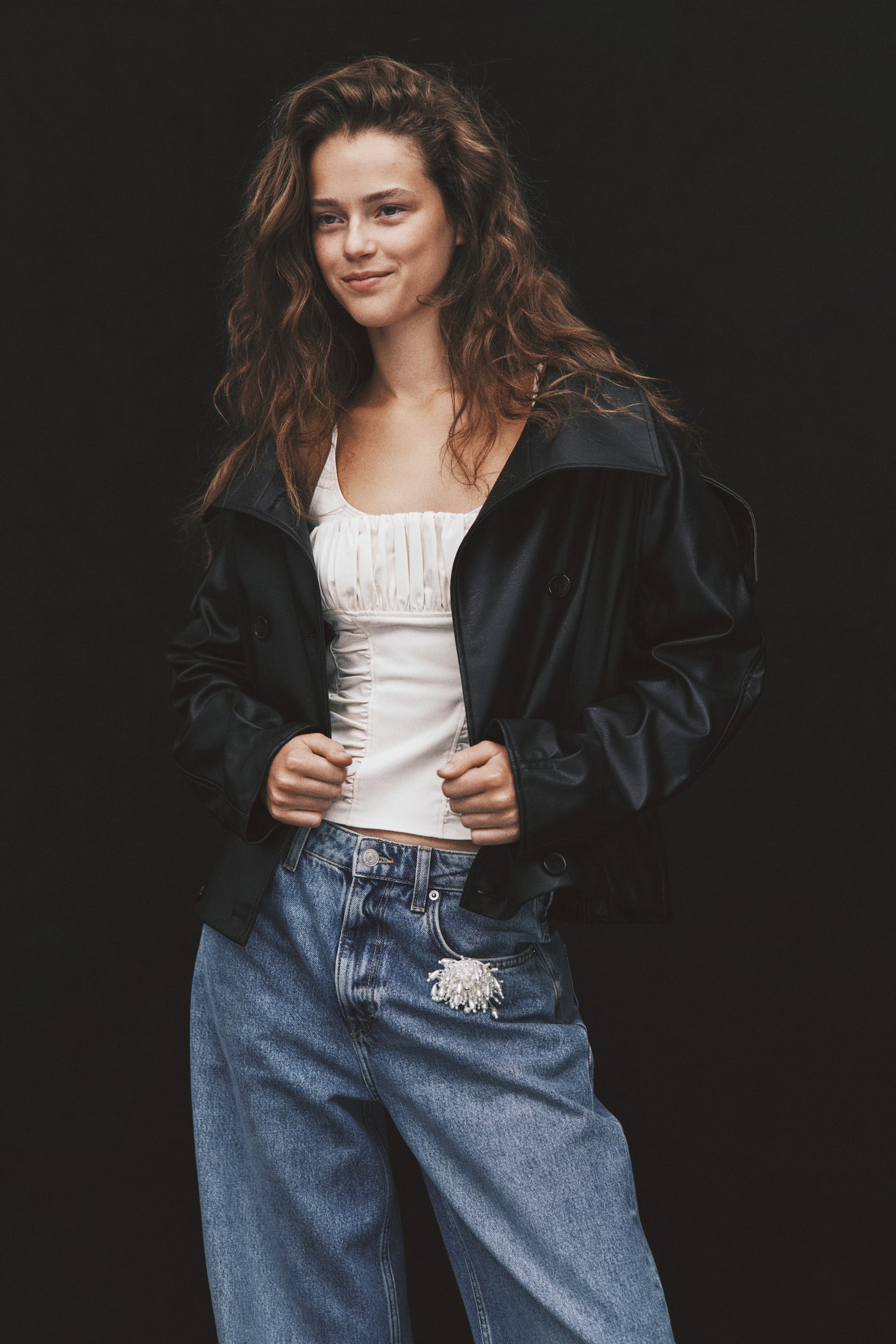 Женская куртка H&M Double-Breasted Funnel-Collar, цвет: Чёрный — фото 4