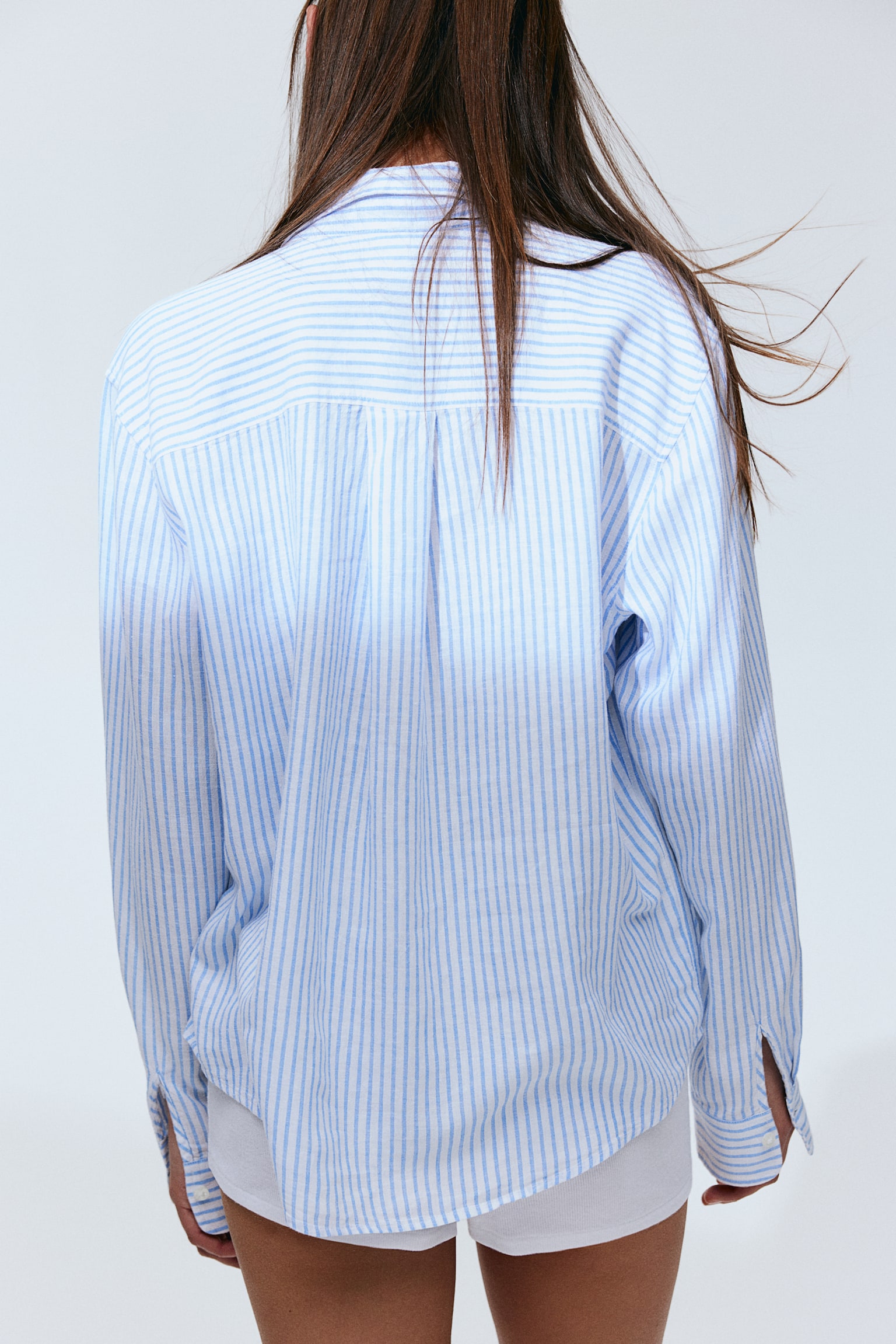 Linen Blend Shirt - White/Blue stripe/Blue/Pink/Light beige/White - 3