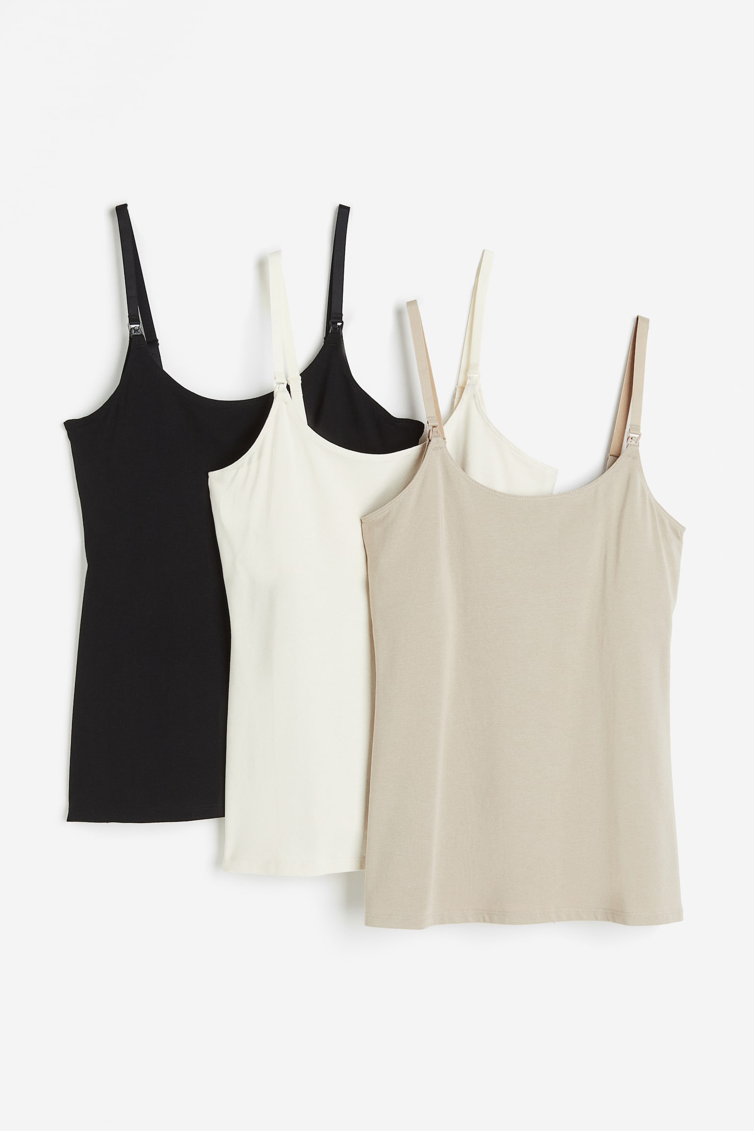 MAMA 3-pack Nursing Camis - Light beige/Cream/Black/Beige/Black/White/Black/White/Grey marle/Light khaki green/White/Dark grey/White/Black/Light blue/Stripe/Light khaki green/White/Khaki green/Beige marle/Light blue/Navy blue/White - 1