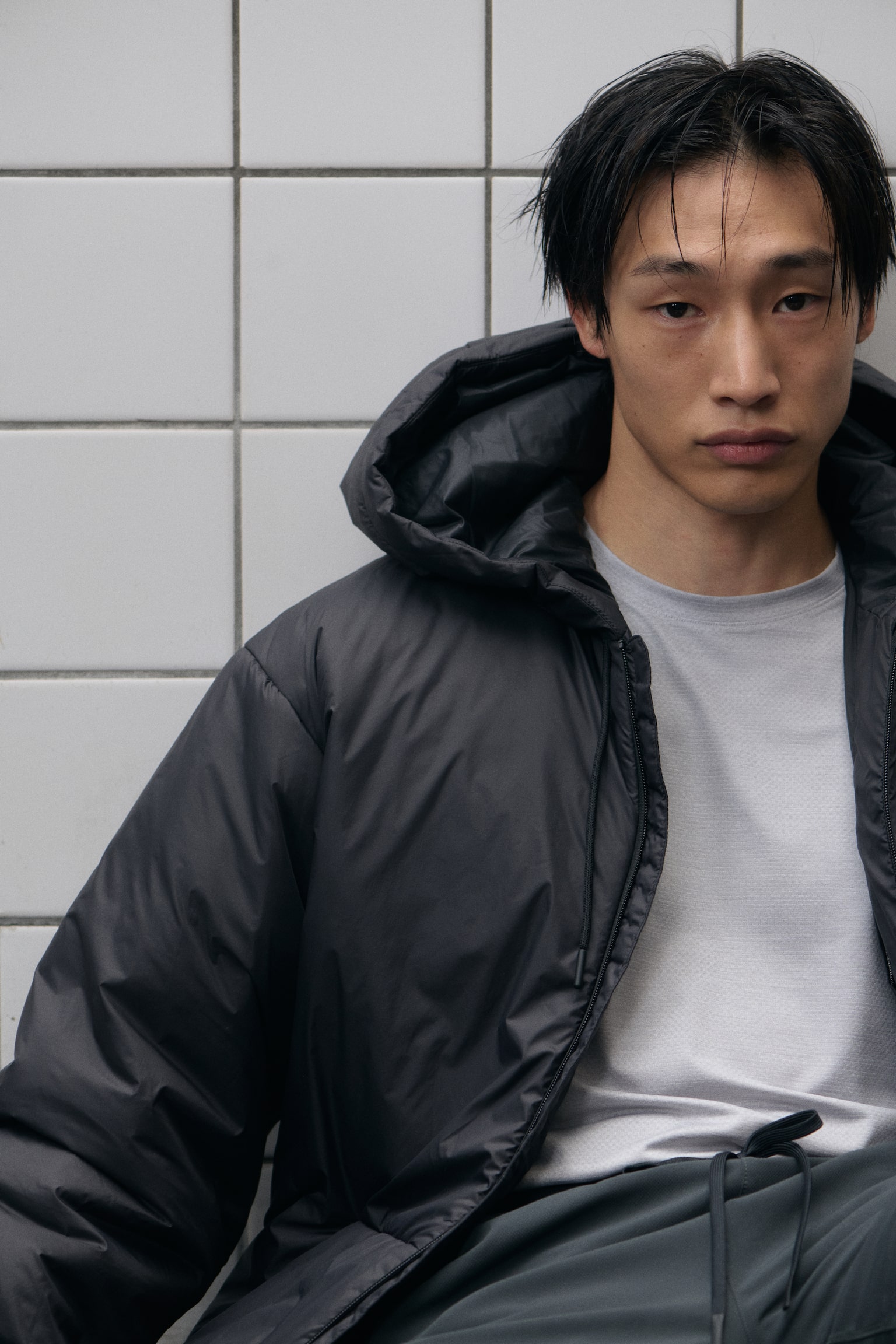 Windproof & water-repellent padded jacket - Black/Light beige - 6