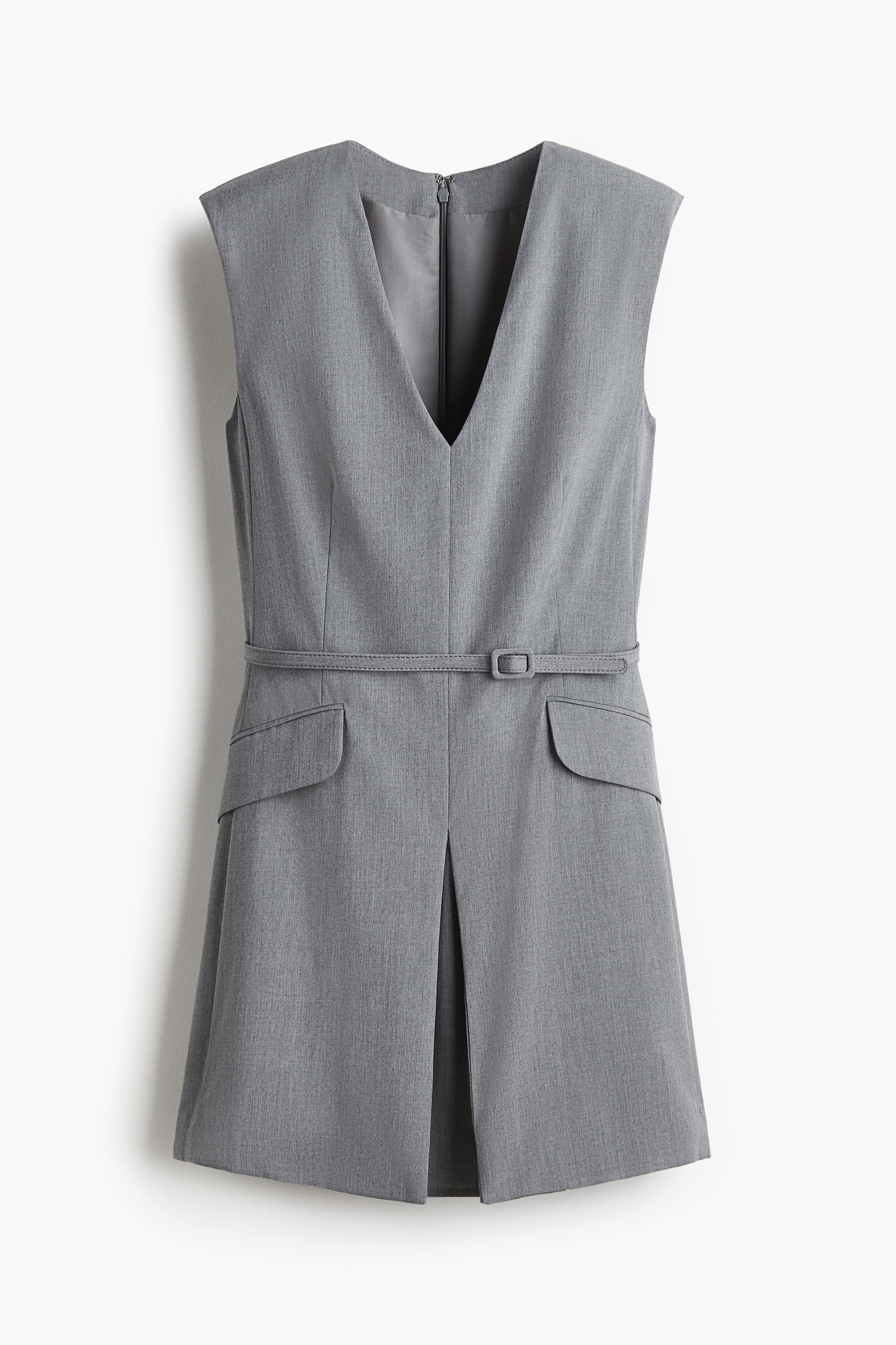 Φόρεμα με ζώνη - Γκρι μελανζέ