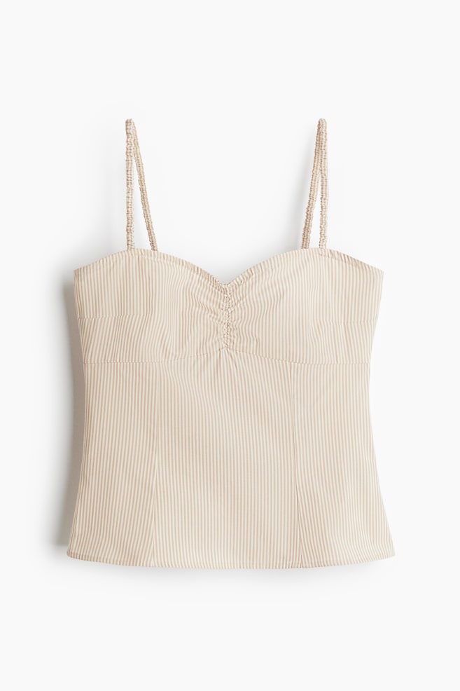 Top de tirantes fruncido - Beige/Rayas/Blanco/Negro - 1