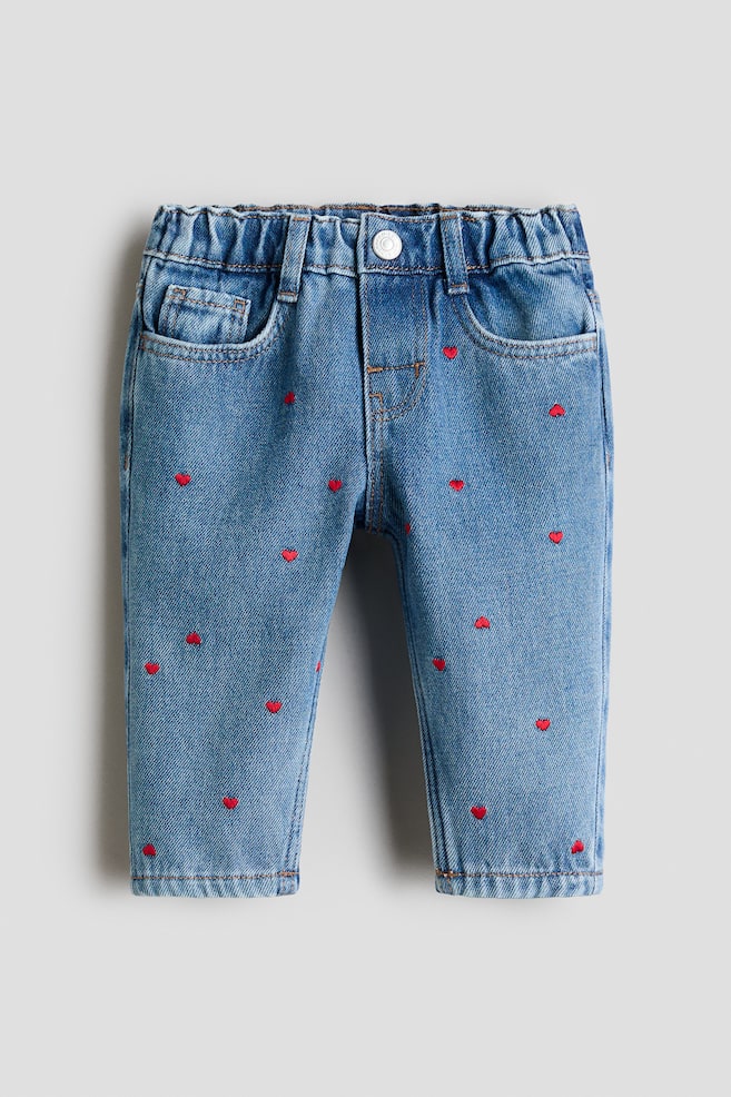 Embroidered-Detail Jeans - Denim blue/hearts/Light denim blue/flowers/Denim blue/flowers - 1