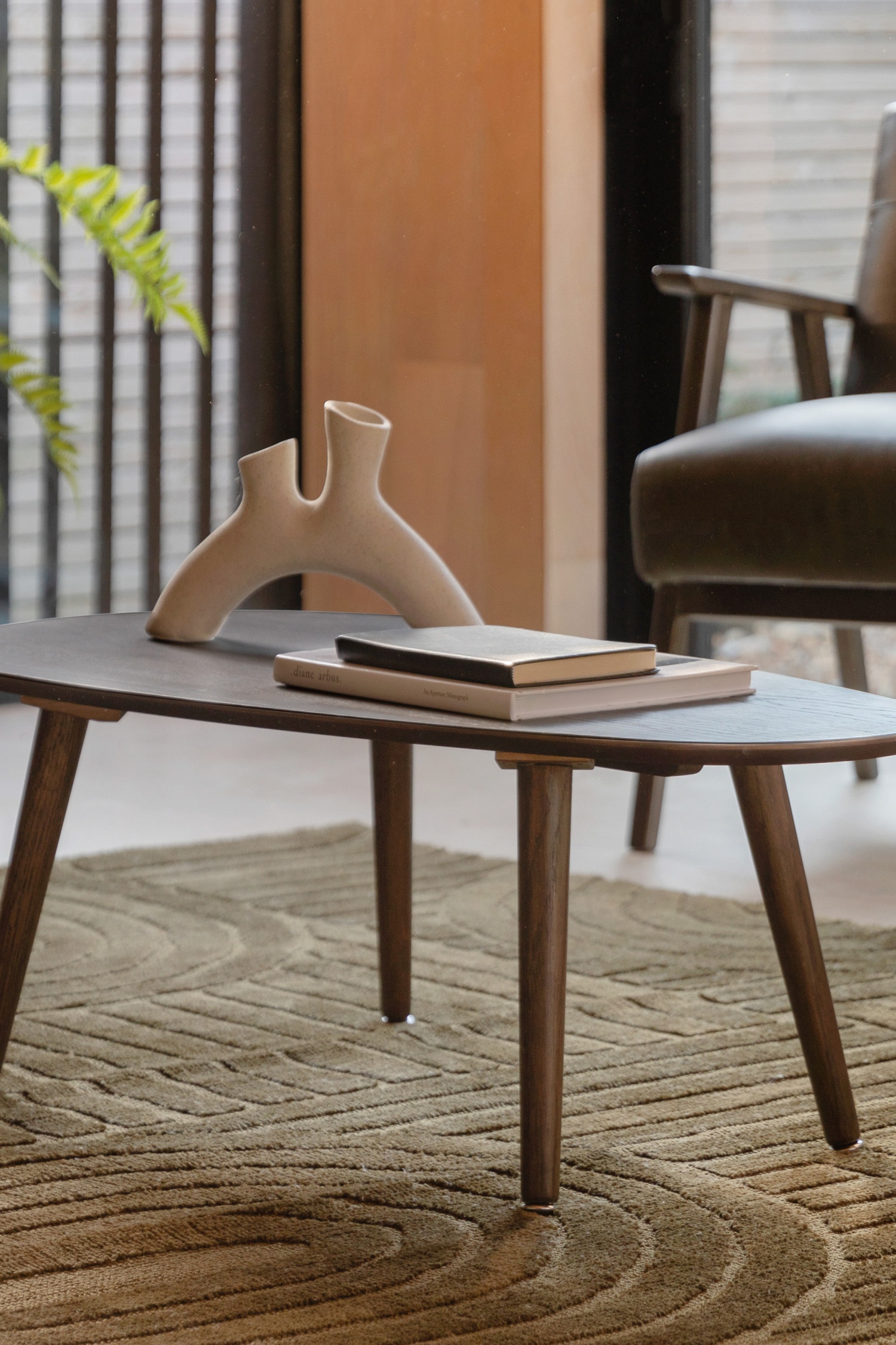 Wood Veneer Coffee Table - Smoked/Natural