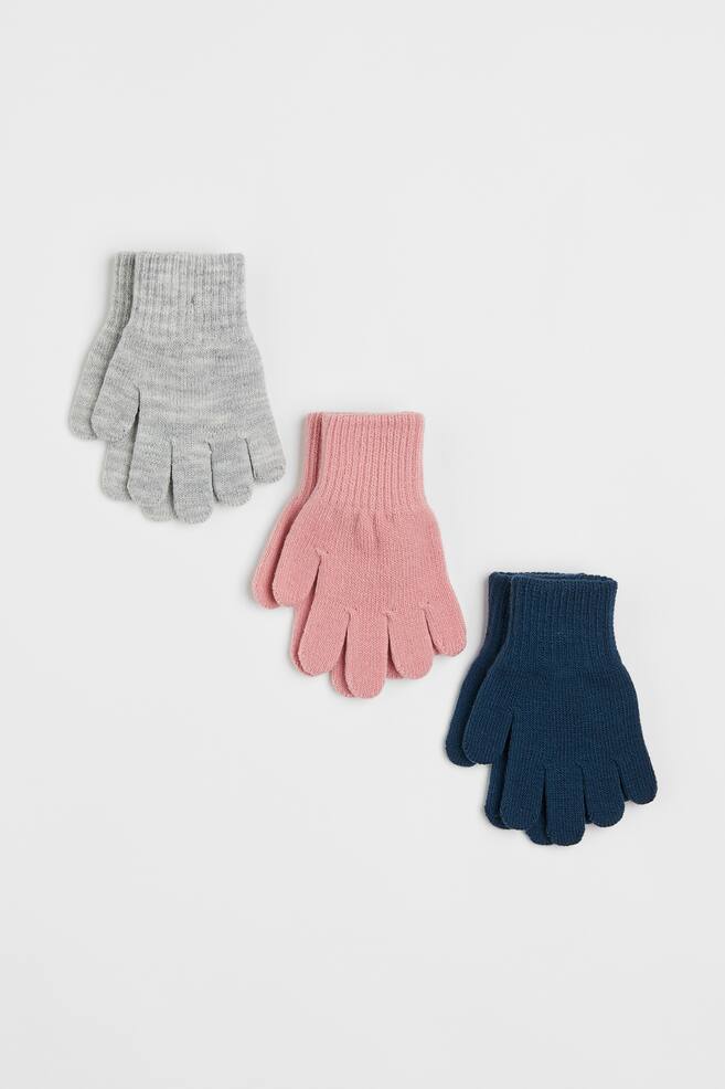 3-pack gloves - Navy blue/Pink/Light grey marl/Light purple/Plum - 1