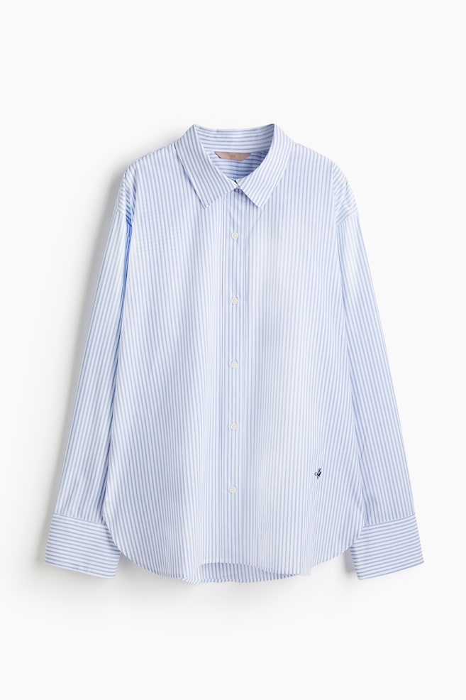Poplin shirt - White/Light blue striped/White/Pinstriped - 1