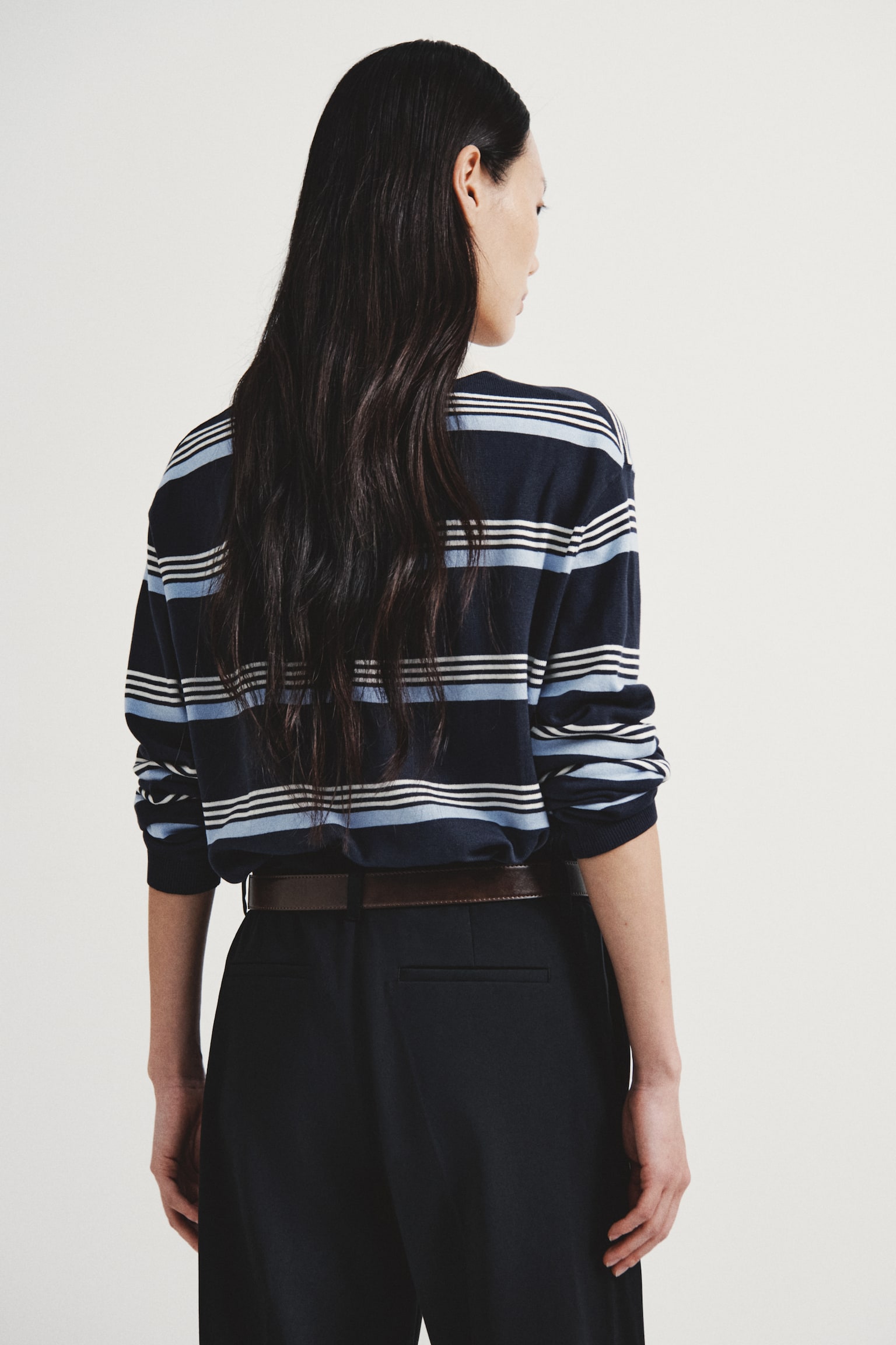 ファインニットポロシャツ - ネイビーブルー／ボーダー/ライトイエロー／ボーダー - 3