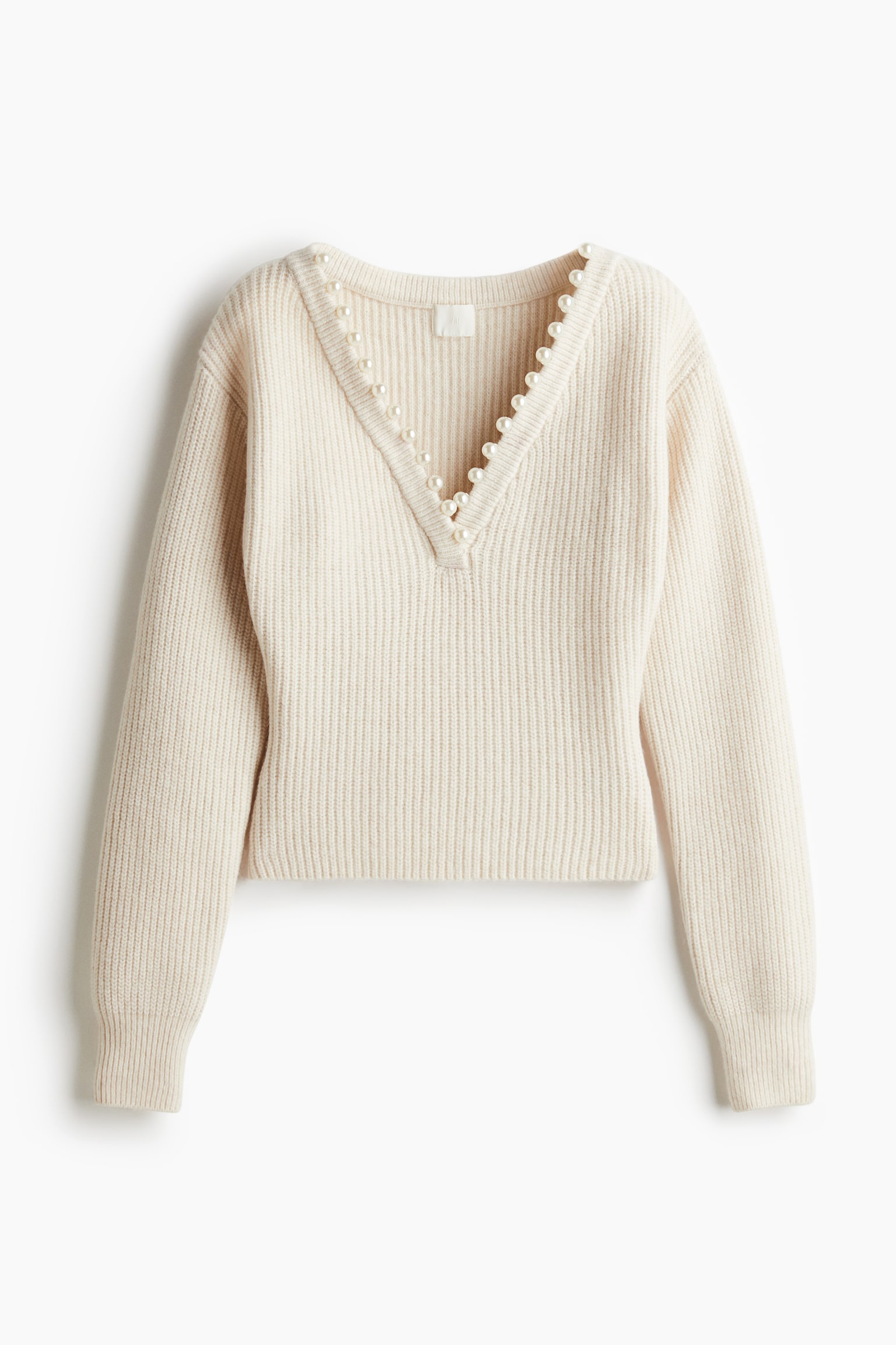 Bead-detail jumper - Cream/Grey marl - 2