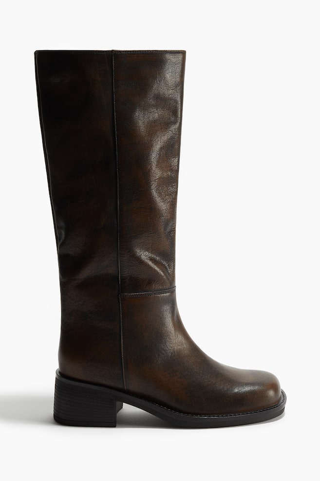 Bottes en cuir - Marron foncé/Beige foncé/Noir - 1