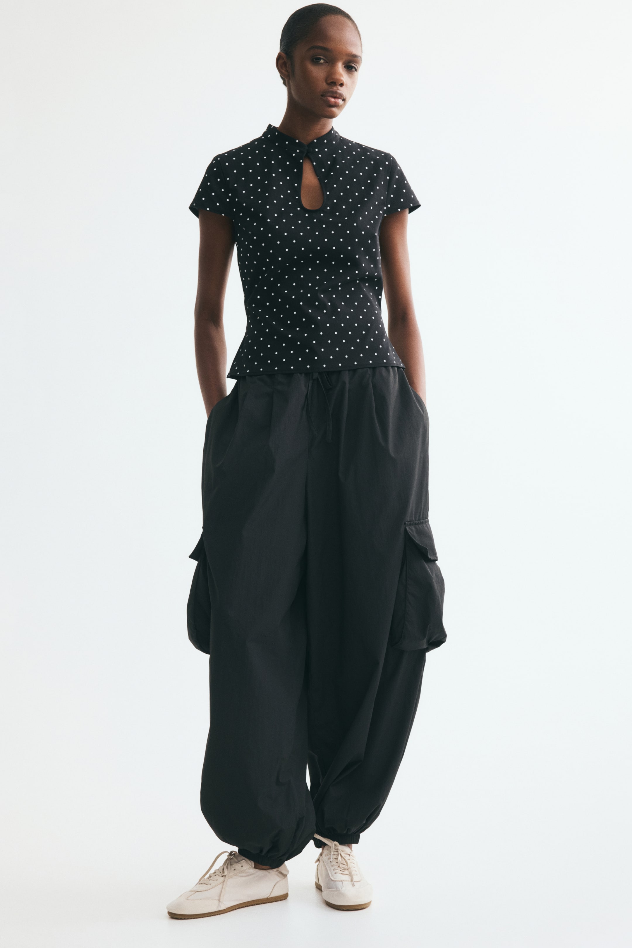 Viscose-Blend Top with Keyhole Detail