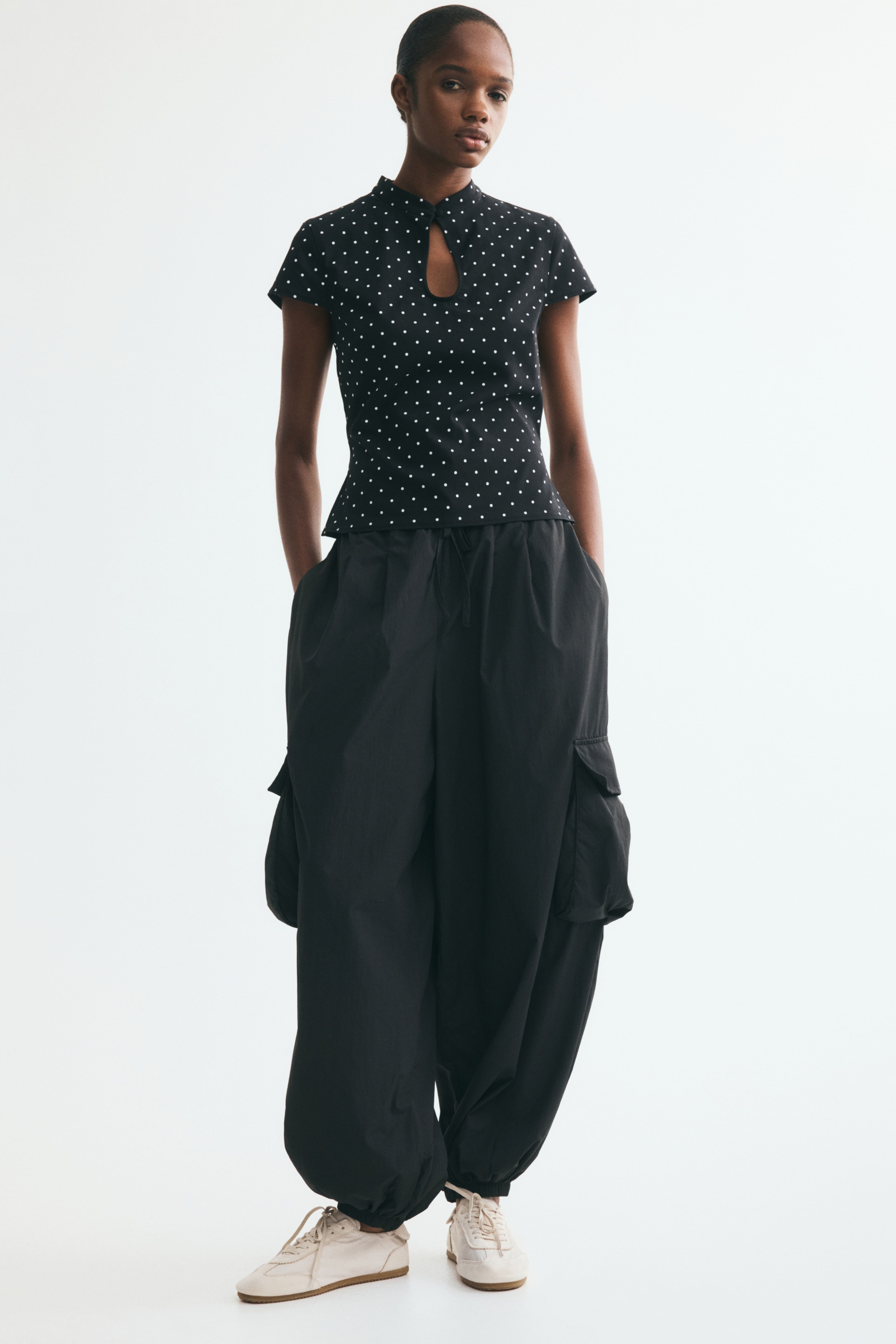 Viscose-Blend Top with Keyhole Detail