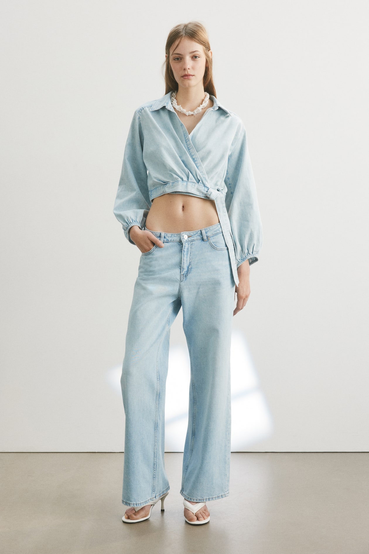 Denim Wrap Blouse - image 4