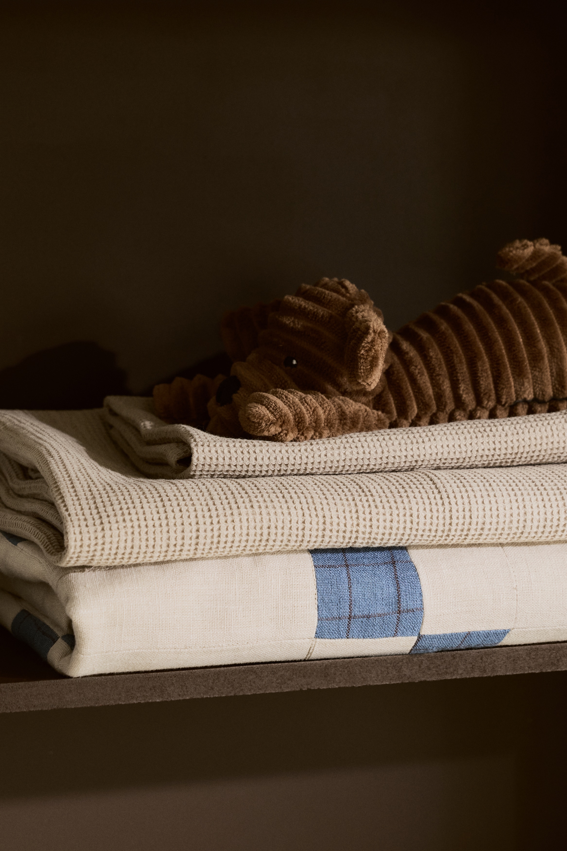 Gewafelde babyplaid - Beige/Dusty groen