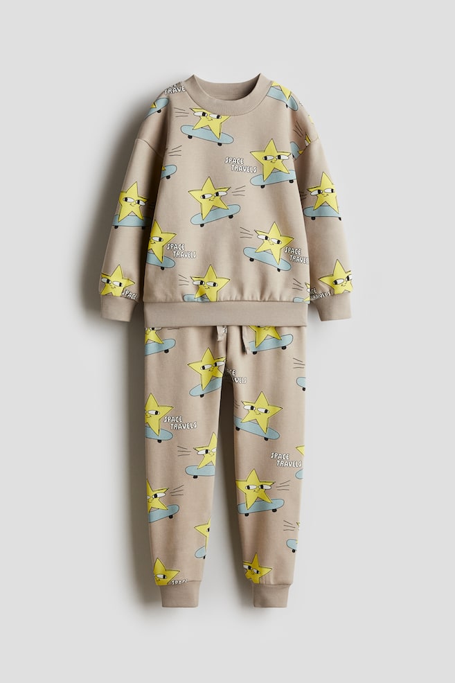 2-piece sweatshirt set - Beige/Stars - 1