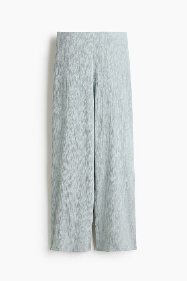 Straight Crinkled Pants - Light turquoise/Dark brown - 1