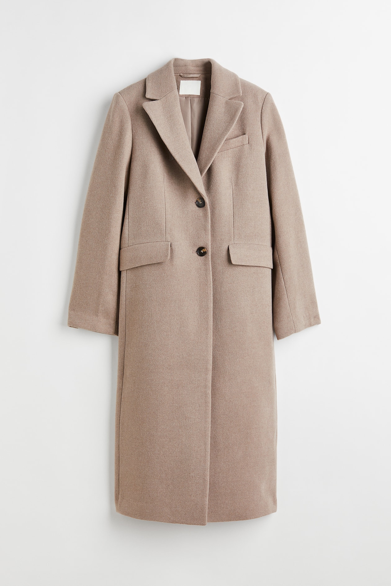 Single-breasted Coat - Long sleeve - Long - Beige - Ladies | H&M US