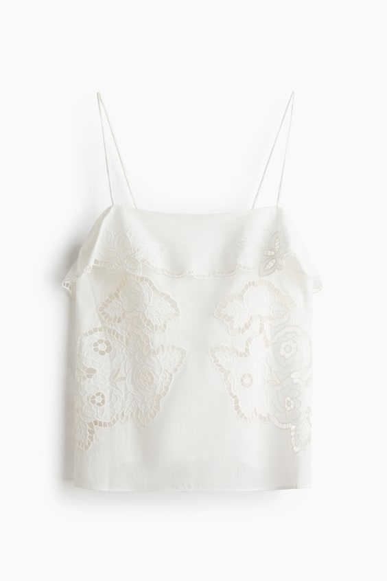 Женские топы H&M Camisole Top with Eyelet Embroidery