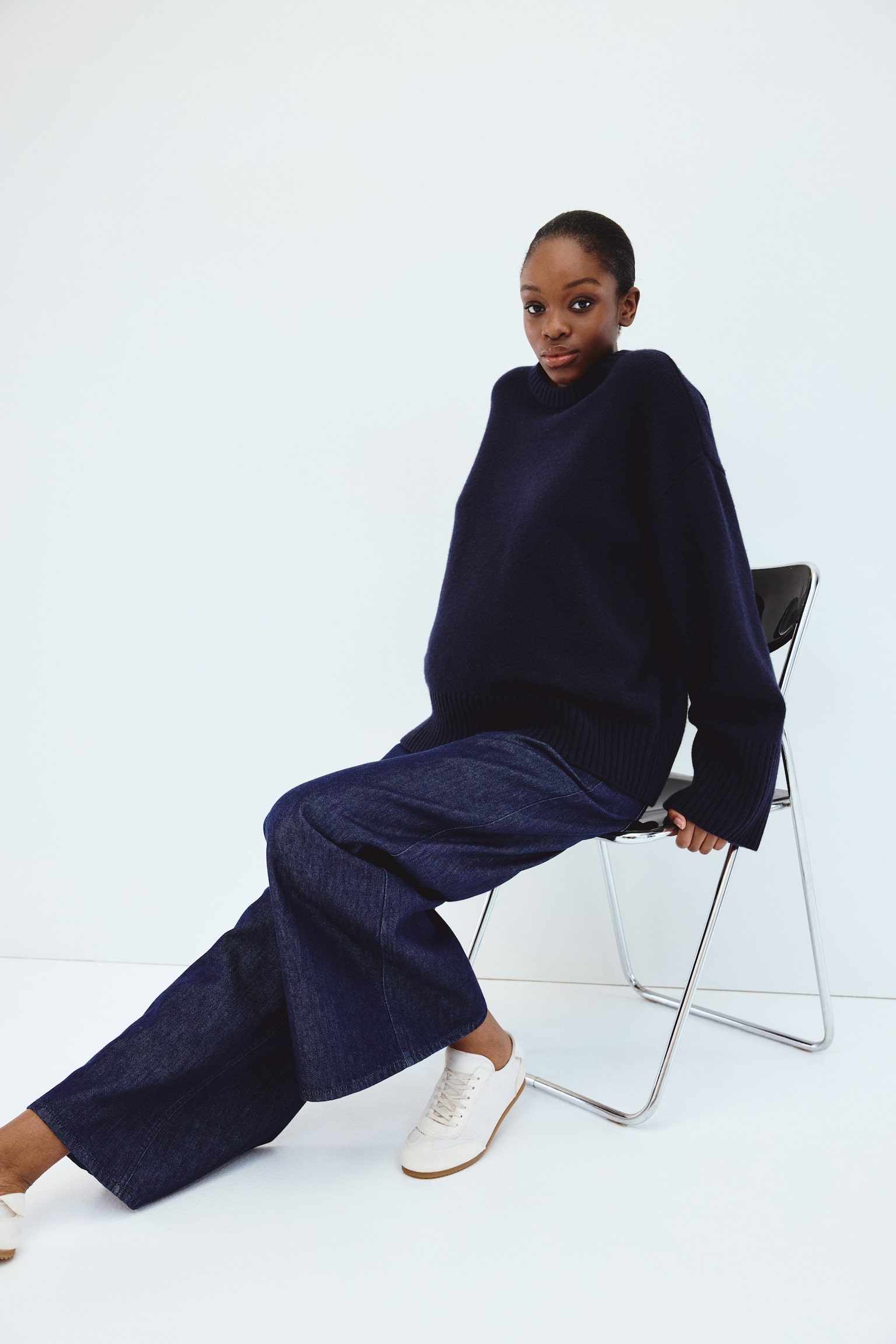 MAMA Wide Low Jeans - Tmavý denim blue/Denim blue - 5