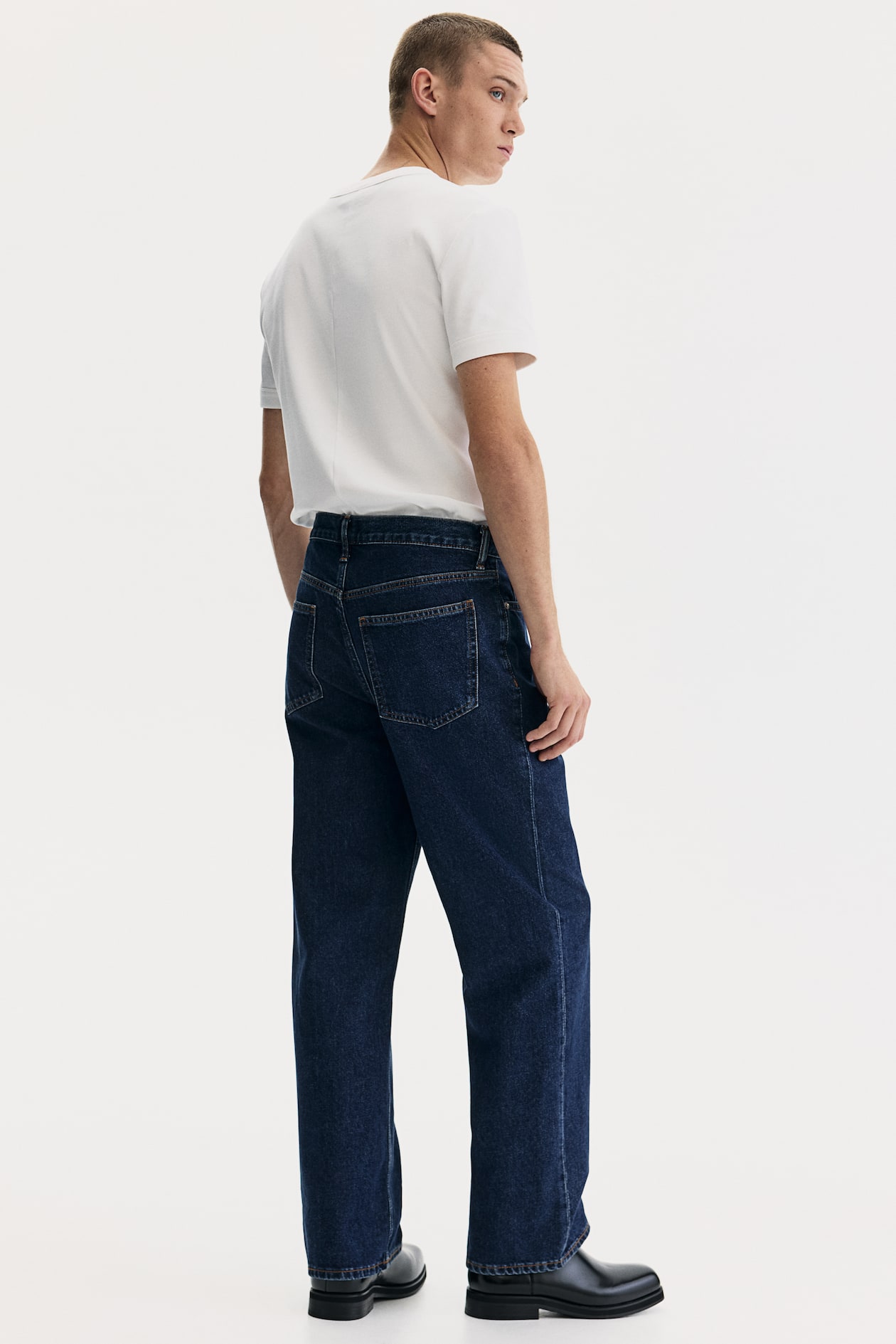 Men’s Dark denim blue Straight Relaxed Jeans | H&M IN