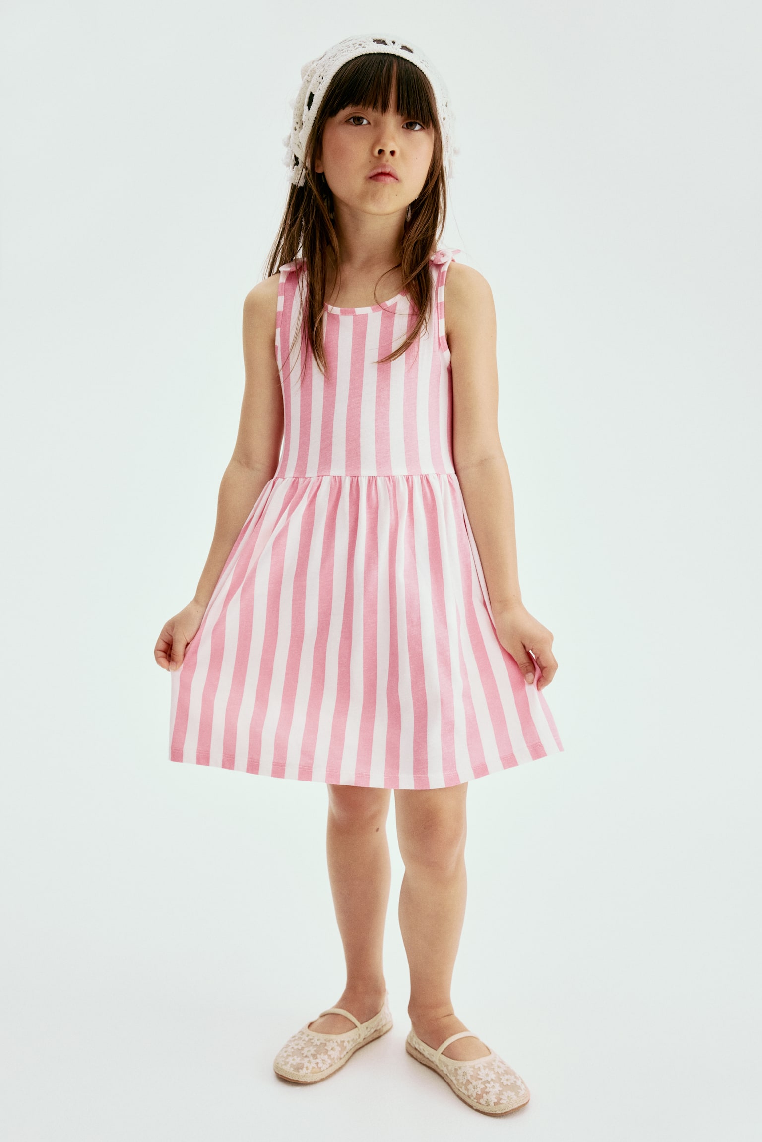 Printed cotton dress - White/Pink striped/White/Ice cream/Light pink/Cherries/Dark blue/Patterned/Pink/Floral - 1
