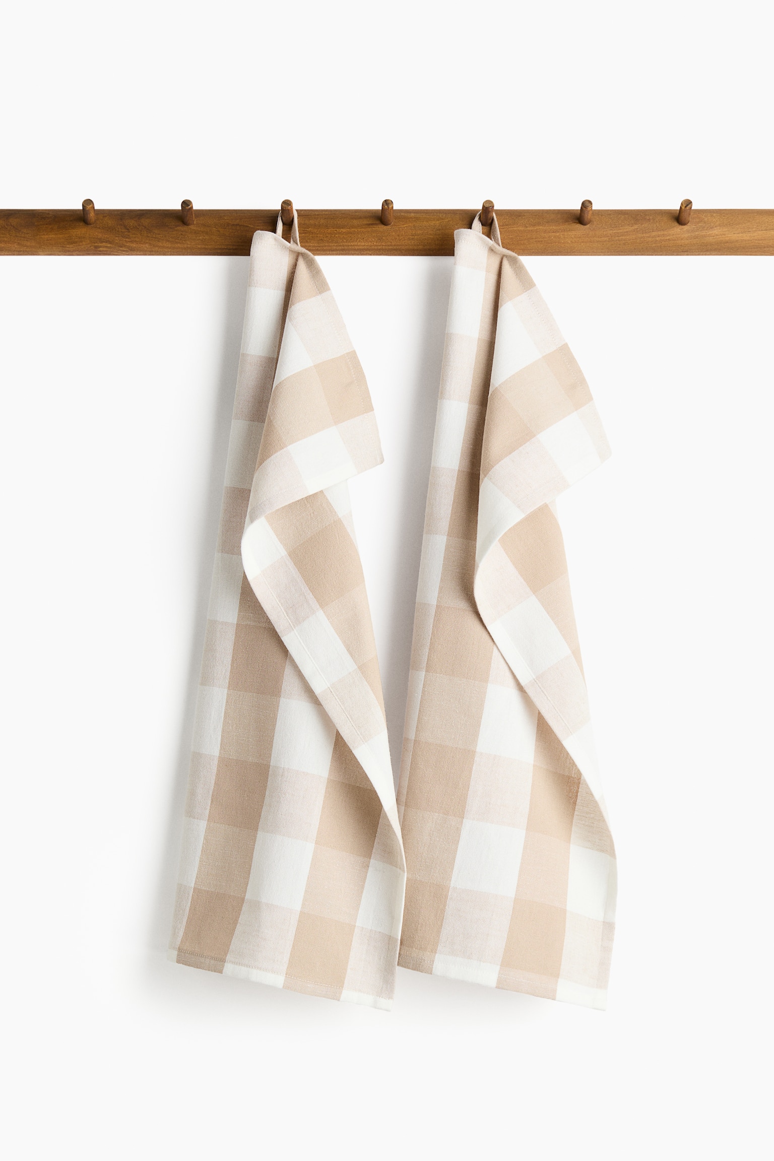 2-pack kökshandduk i linmix - Beige/Ginghamrutig/Mörkbrun/Randig/Terrakotta/Randig/Beige/White striped/Terracotta/Gingham check/Light pink/Gingham check/Brun/Ginghamrutig/Olive green/Beige striped/Olive green/Gingham check/Light pink/Striped