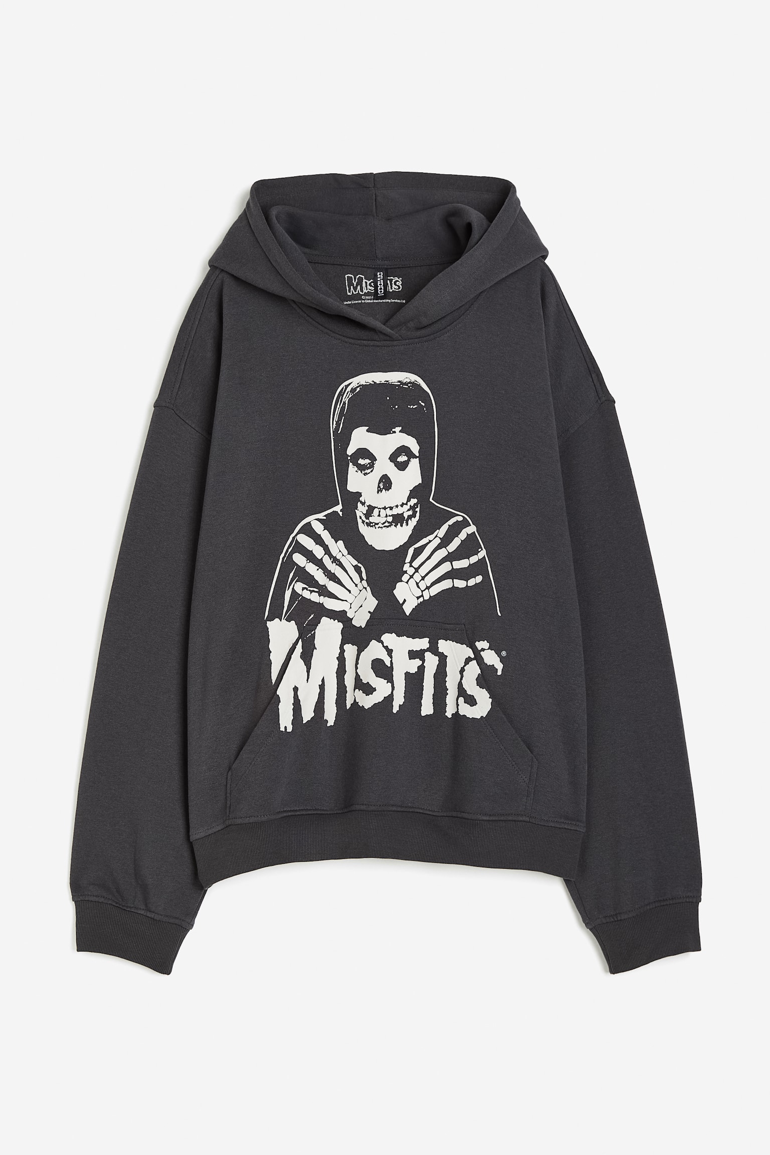 Oversized motif-detail hoodie - Dark grey/Misfits - 1