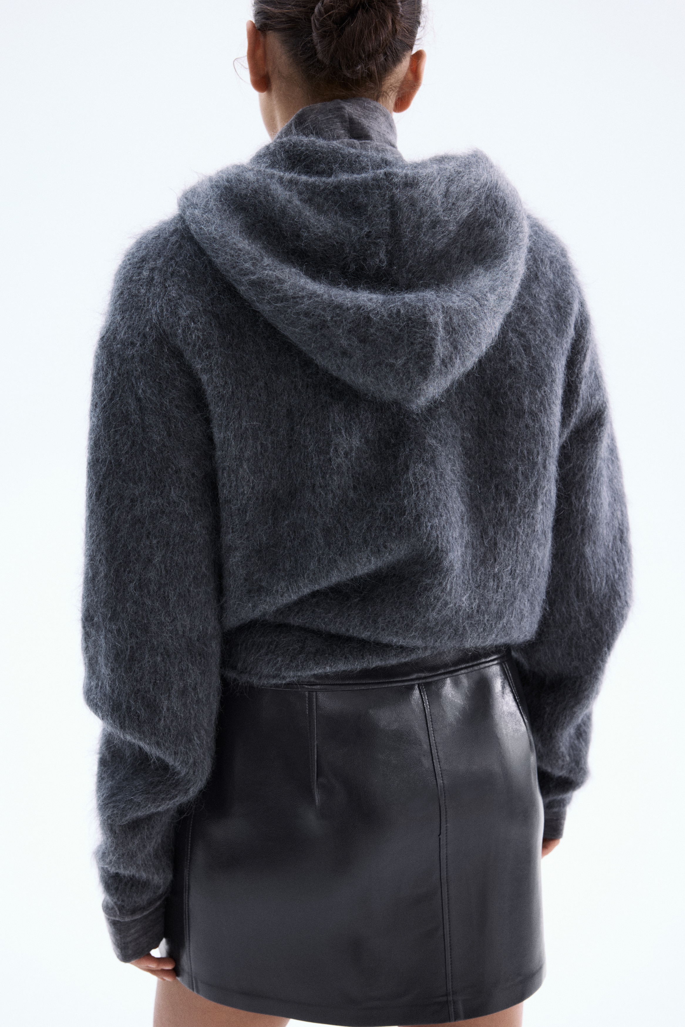 Coated zip-detail skirt