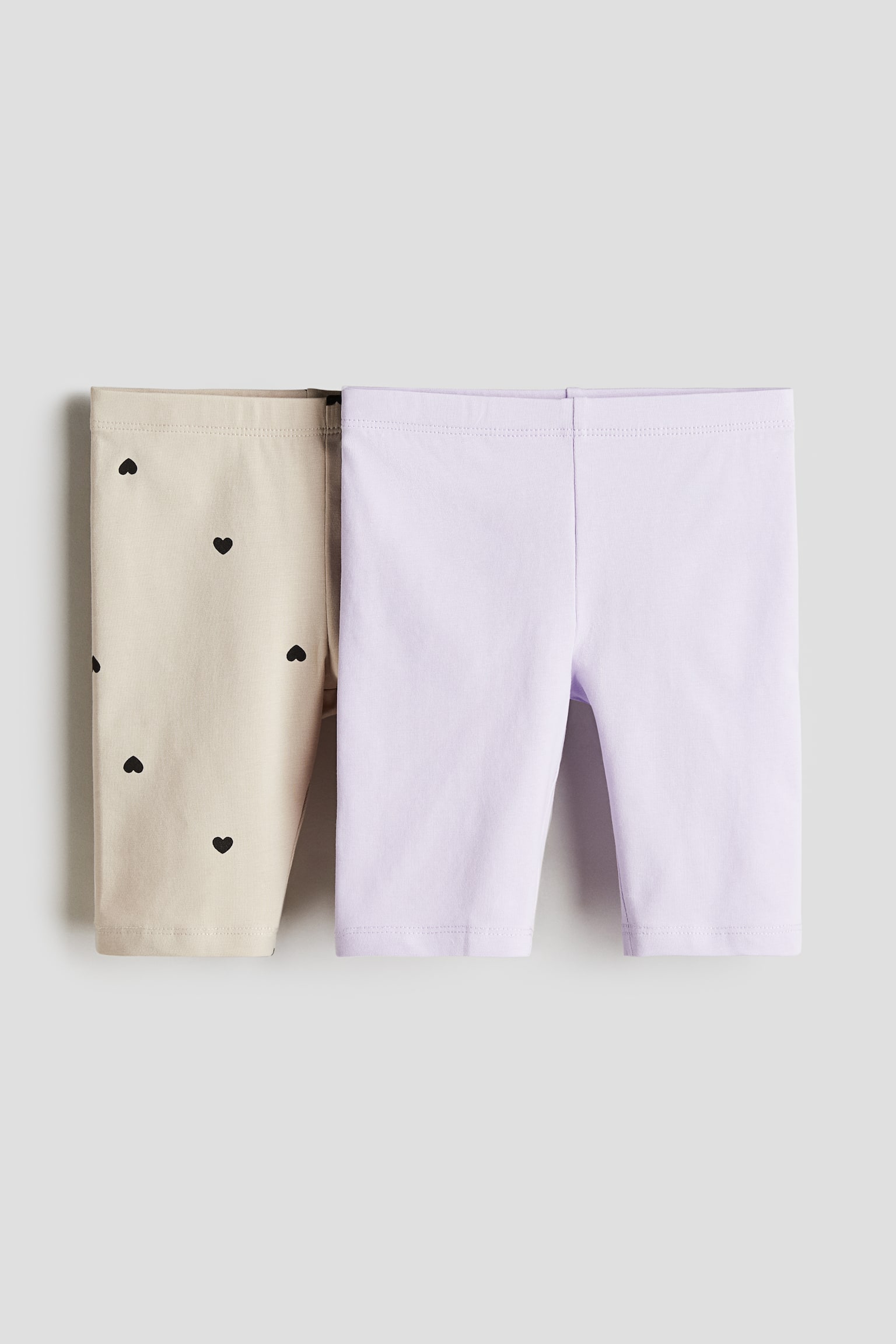 2-pack Bike Shorts - Light purple/Hearts/Black/Navy blue/White/Light pink/Light grey marle/Light greige/Hearts - 1