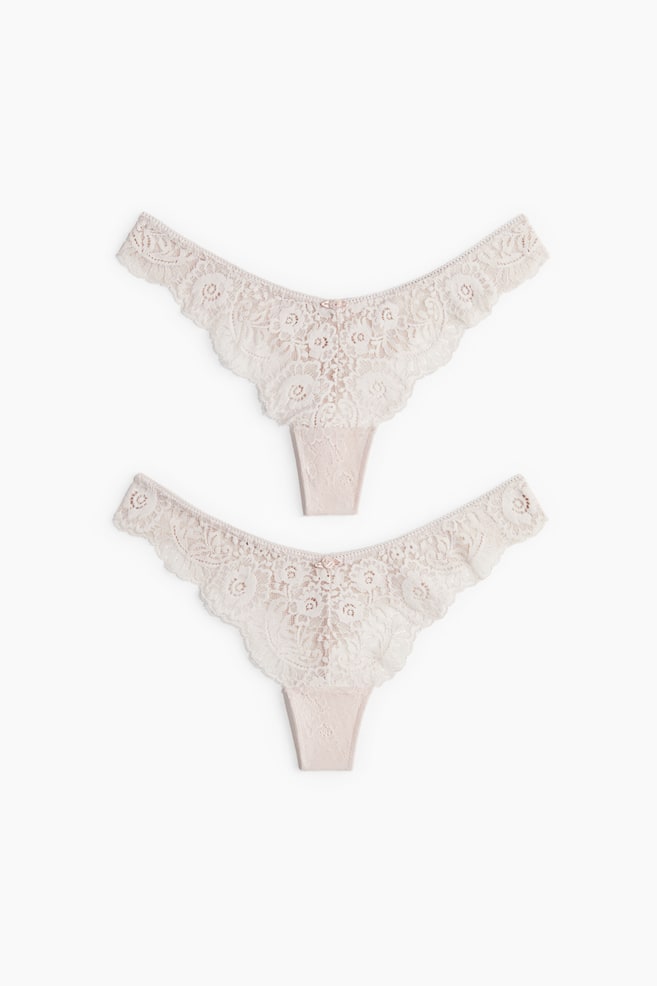 Pack de 2 bragas thong de encaje - Rosa empolvado - 1