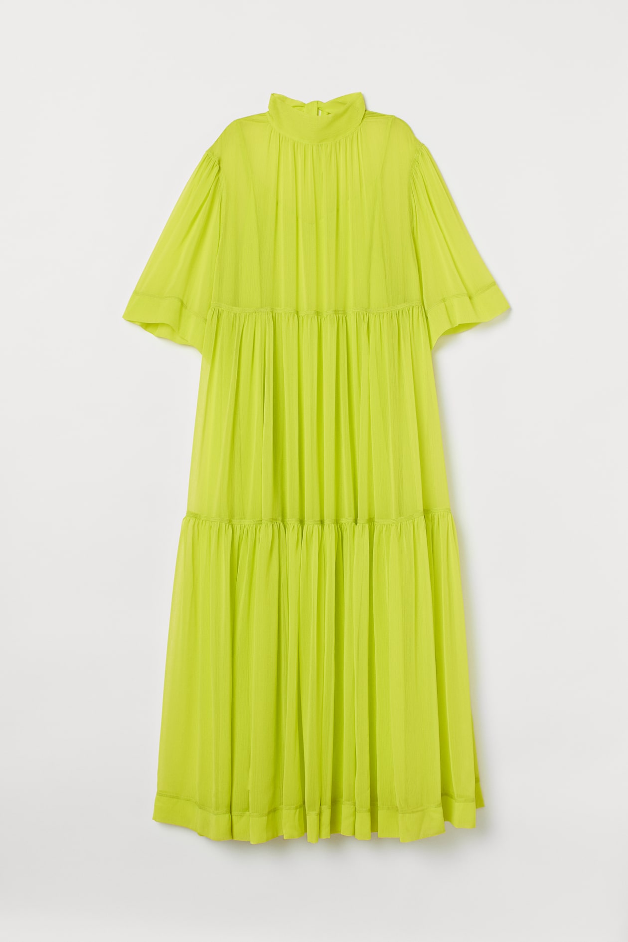 Wide long dress - Short sleeve - Long - Neon green - Ladies | H&M GB