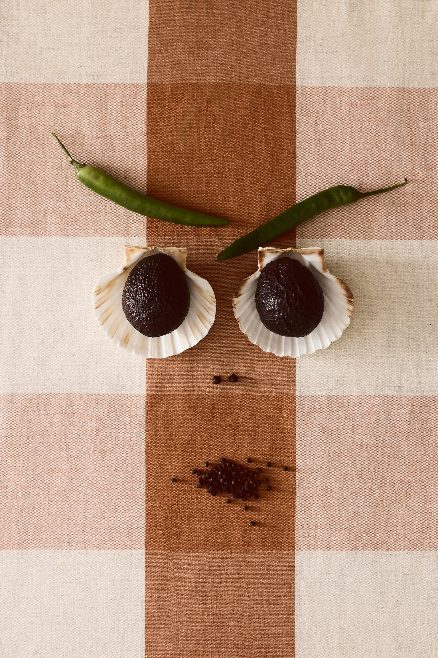 Tovaglia in misto lino - Arancione/quadretti vichy/Beige/righe - 2