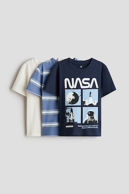 3-pack T-shirt med tryck
