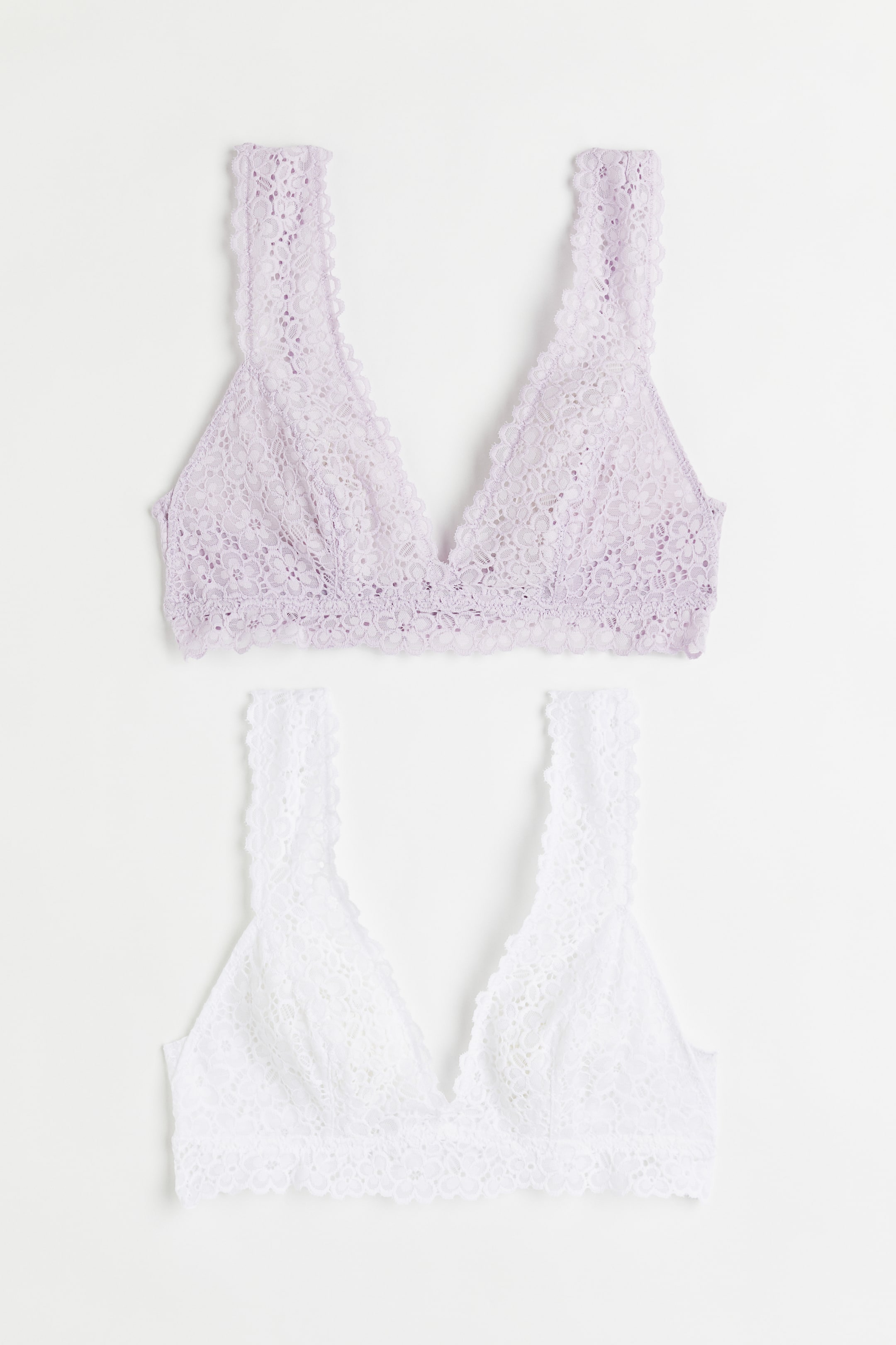 View larger image: 2-pack soft lace bras - Light purple/White - Ladies | H&M 1