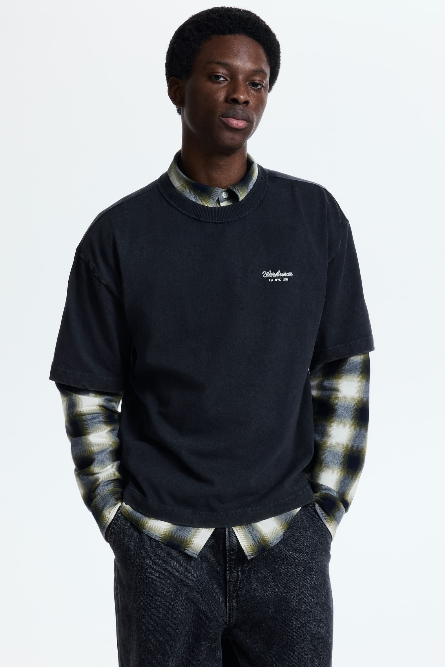 טישירט עם הדפס Loose Fit - שחור/Workwear/אפור בהיר/Not for Ceremony/אדום/Sunset - 3