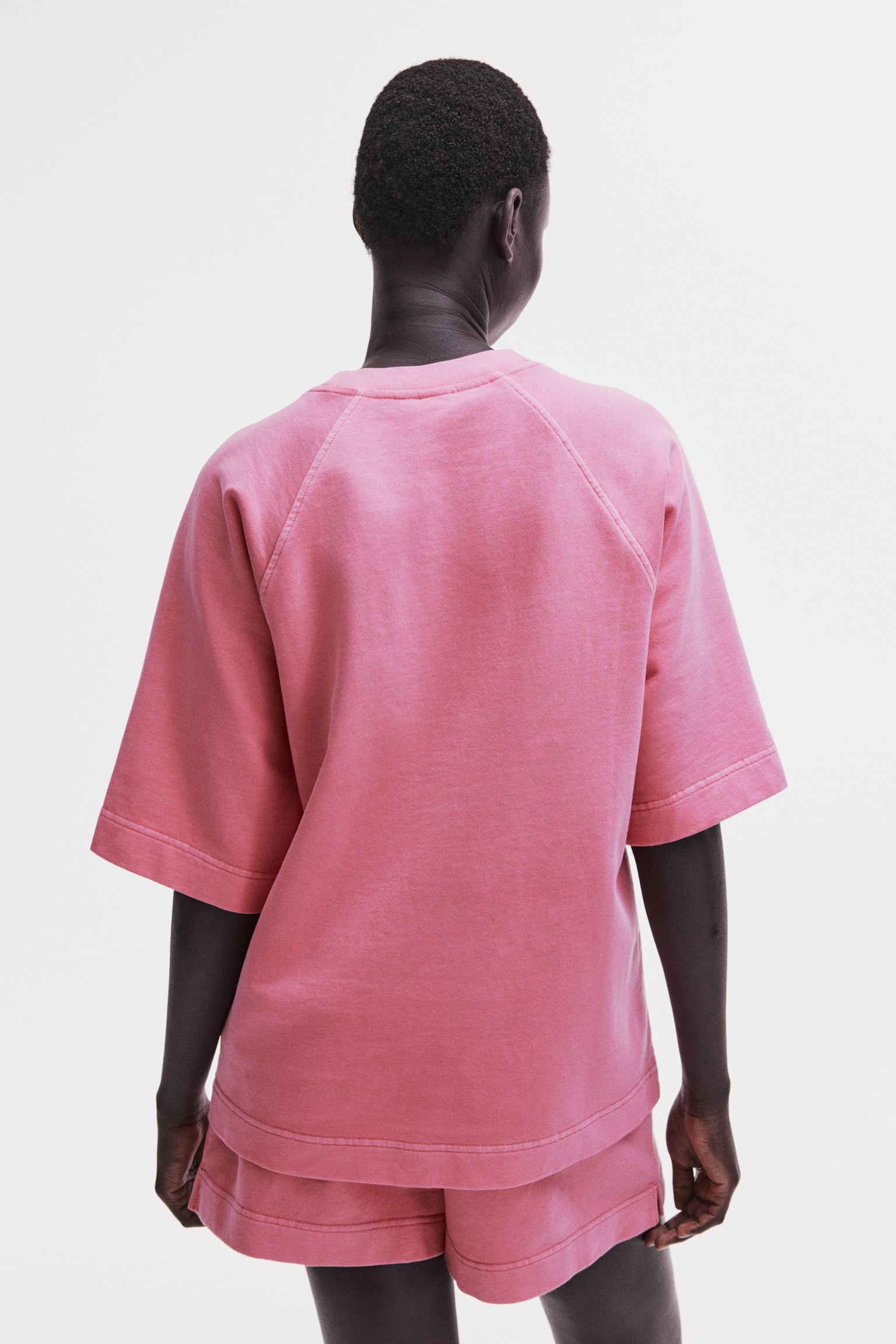 Short-Sleeved Sweatshirt - Pink/Light beige/Cream/Light taupe - 6