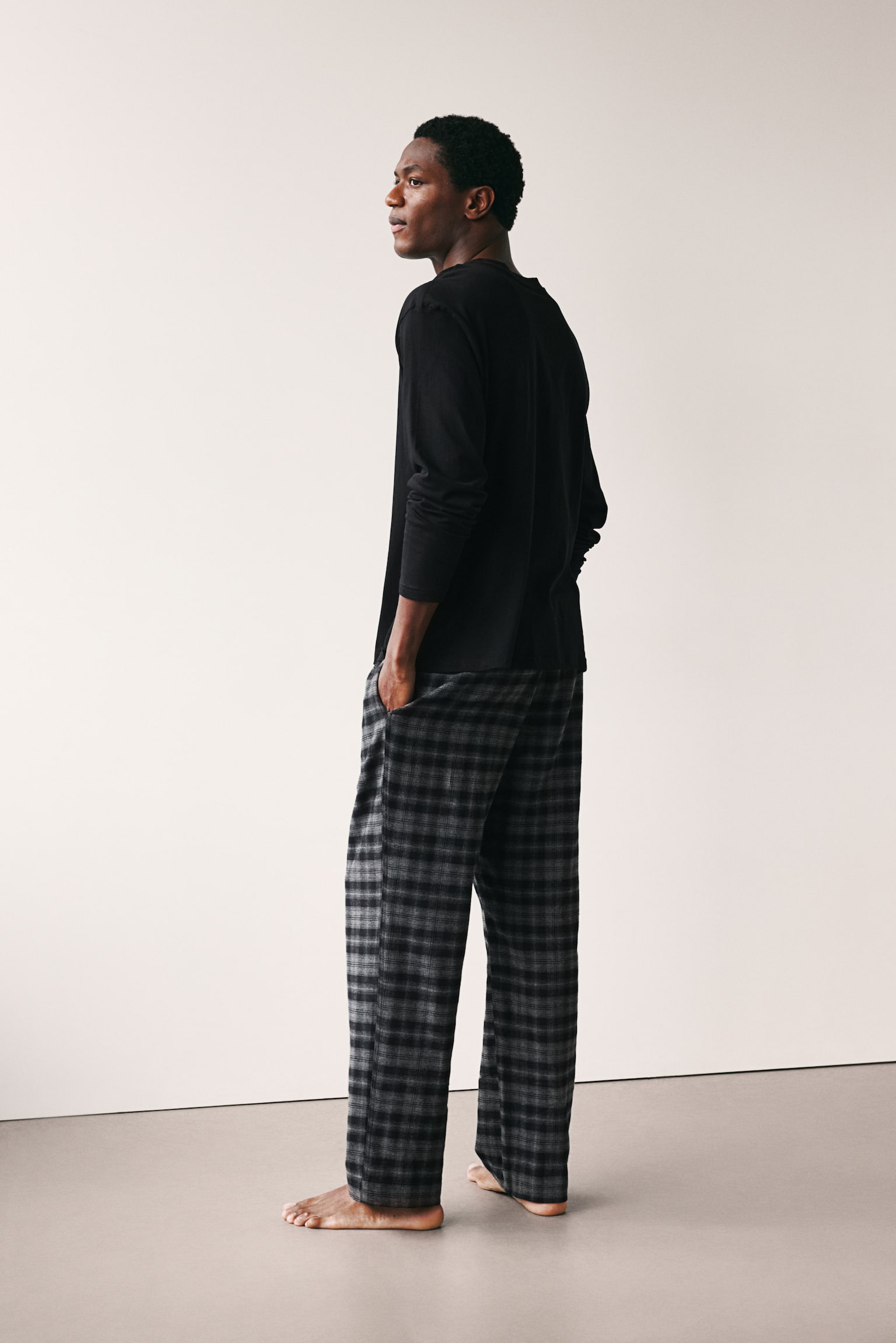 Regular Fit Pyjama - Dark grey/Checked/Dark grey/Pinstriped/White/Navy blue/White - 4