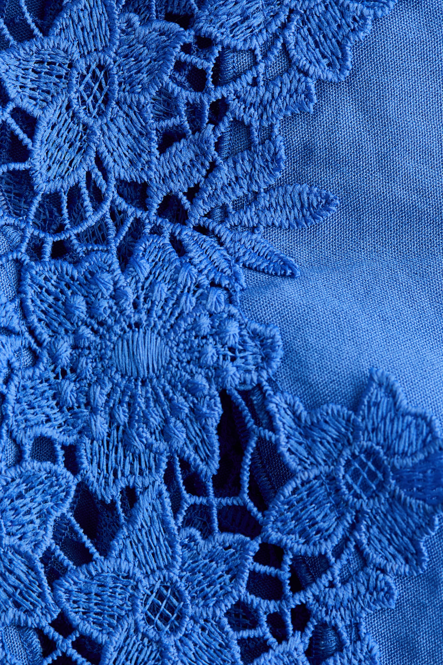 Robe froissée avec broderie anglaise - Bleu/Noir - 4