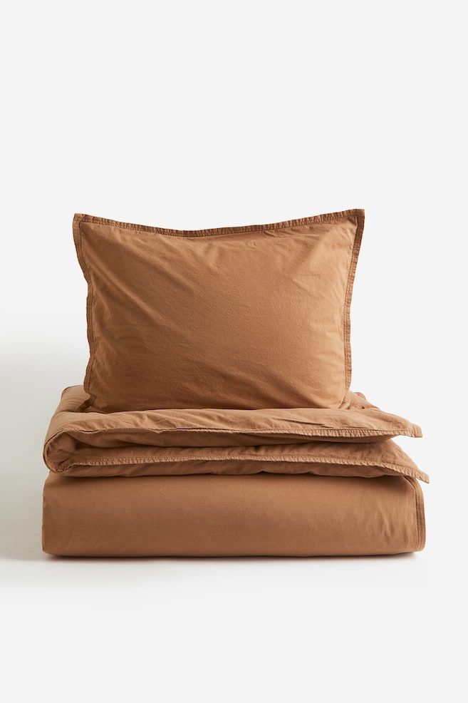 Vasket enkelt sengesæt i bomuld - Rust/Hvid/Lys beige/Mørkegrå/Rosa - 2