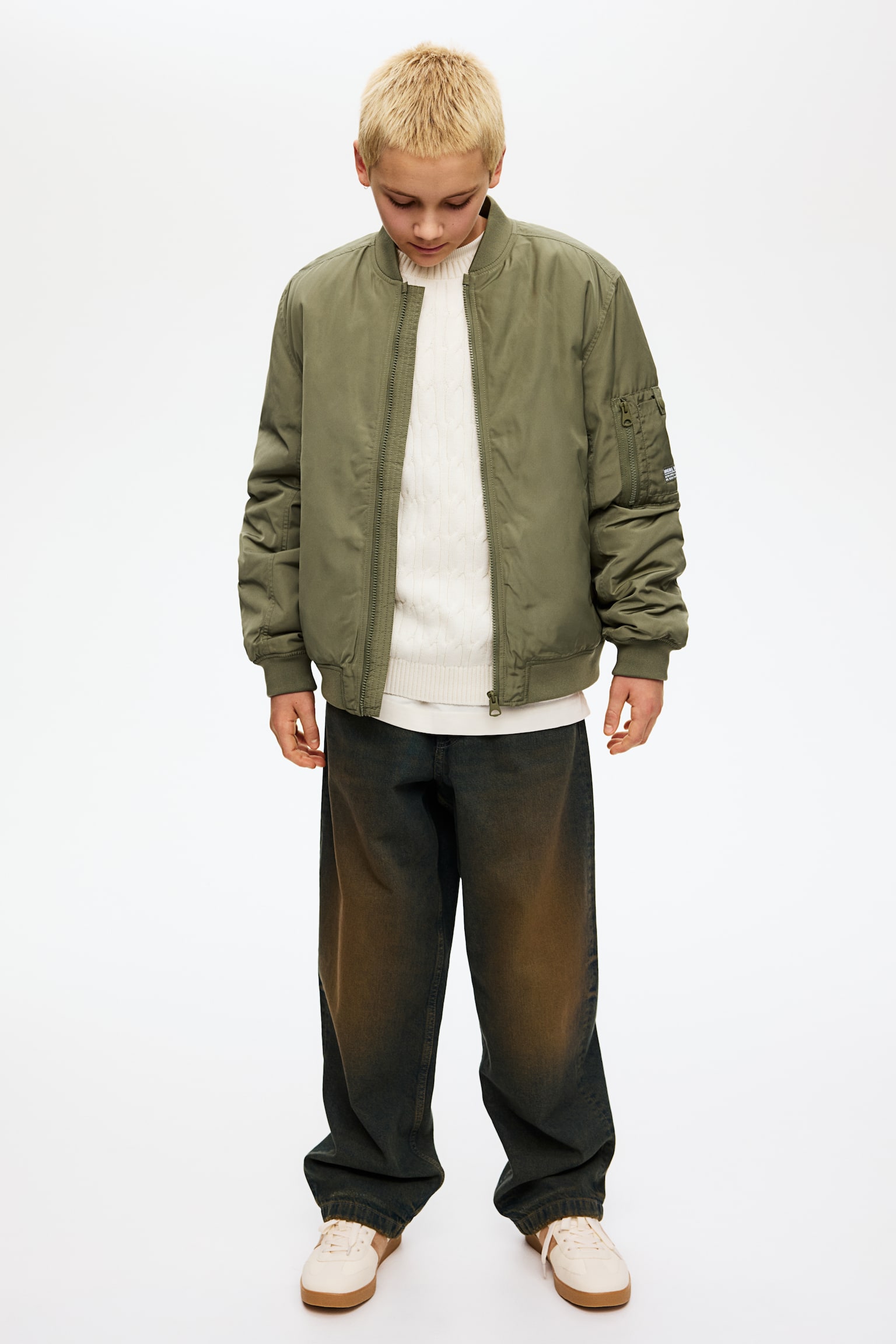 Padded bomber jacket - Khaki green/Black/Navy blue - 3