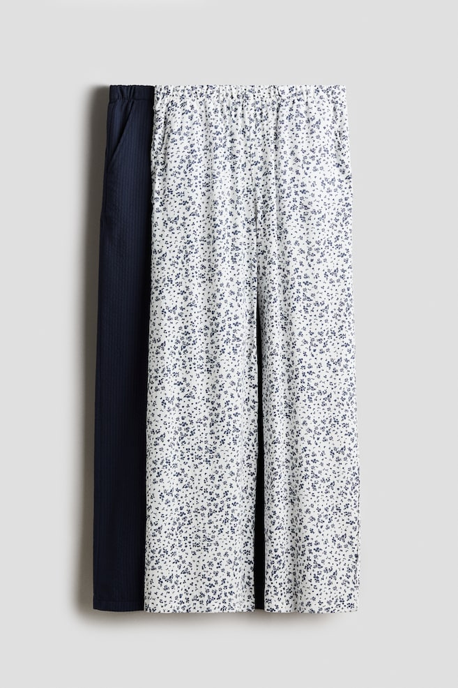 Pack de 2 calças com pernas largas - Azul marinho/Floral - 1