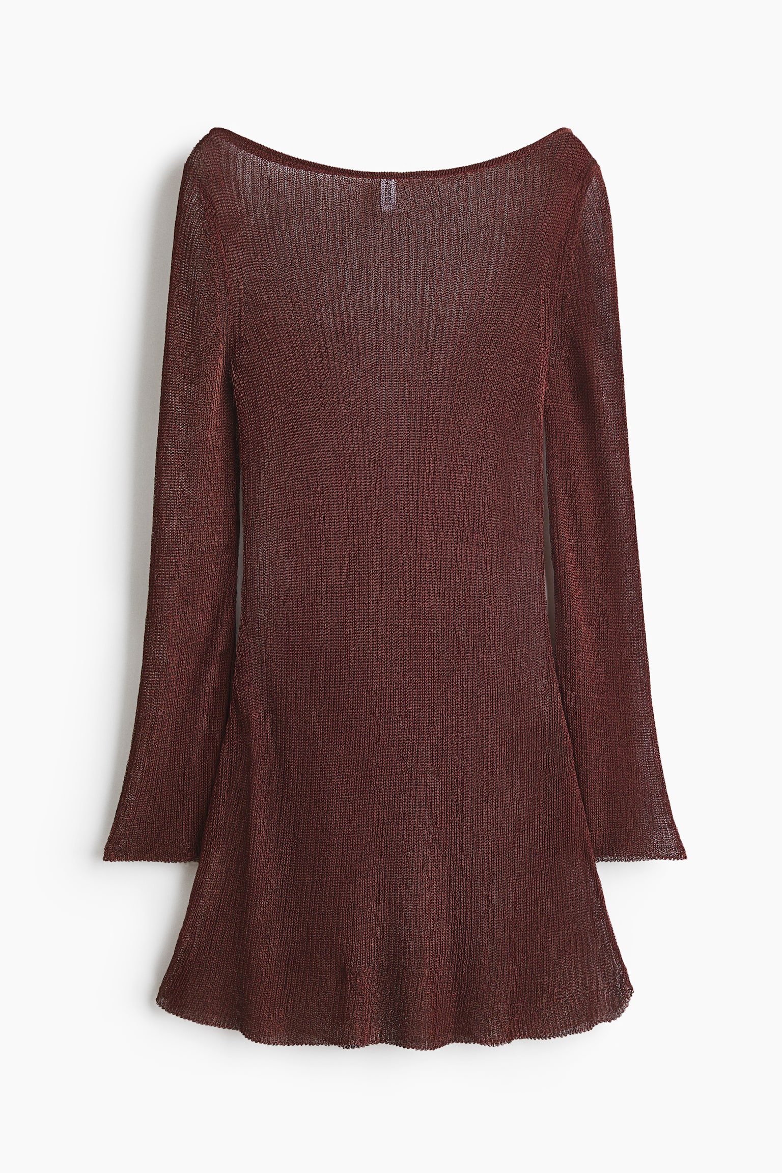 Shimmery flared-skirt dress - Dark brown/Greige - 1