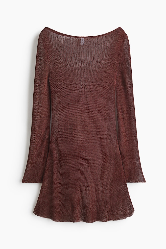 Shimmery flared-skirt dress - Dark brown/Greige - 1