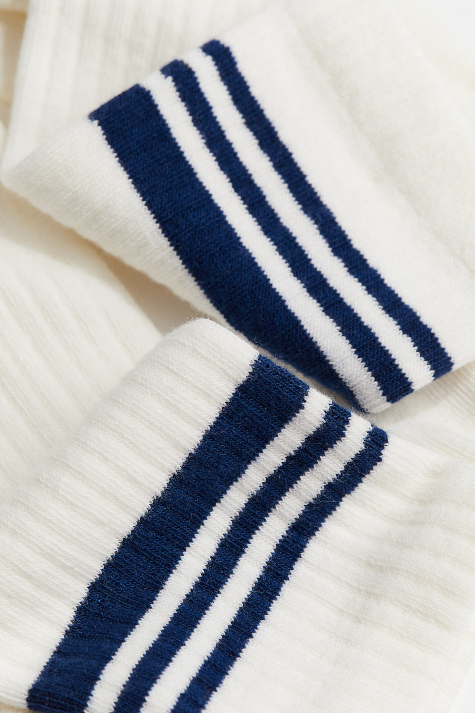 Knee-high socks - White/Dark blue striped/White/Paris - 2