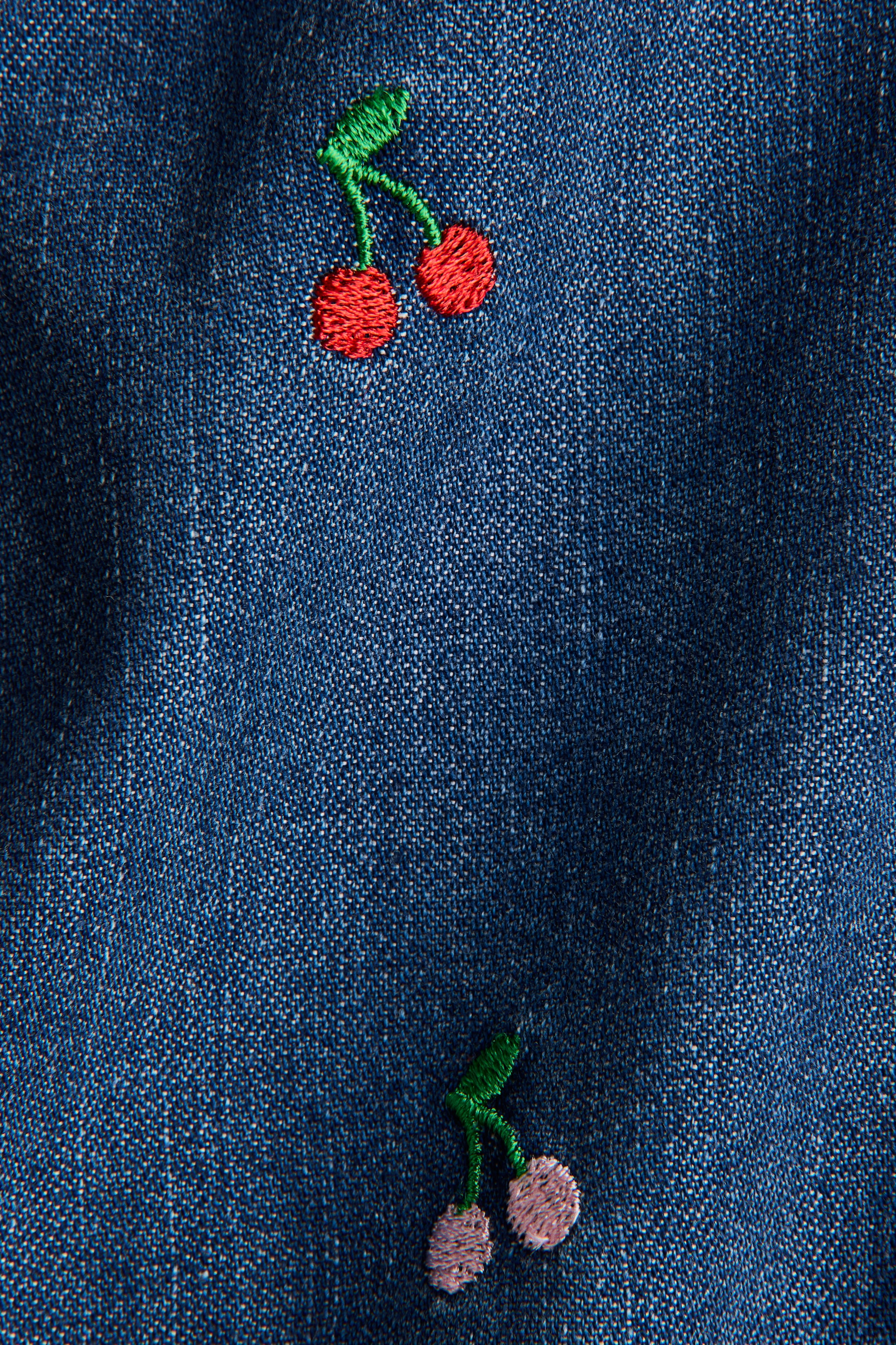 Denim Shirt Dress with Embroidery