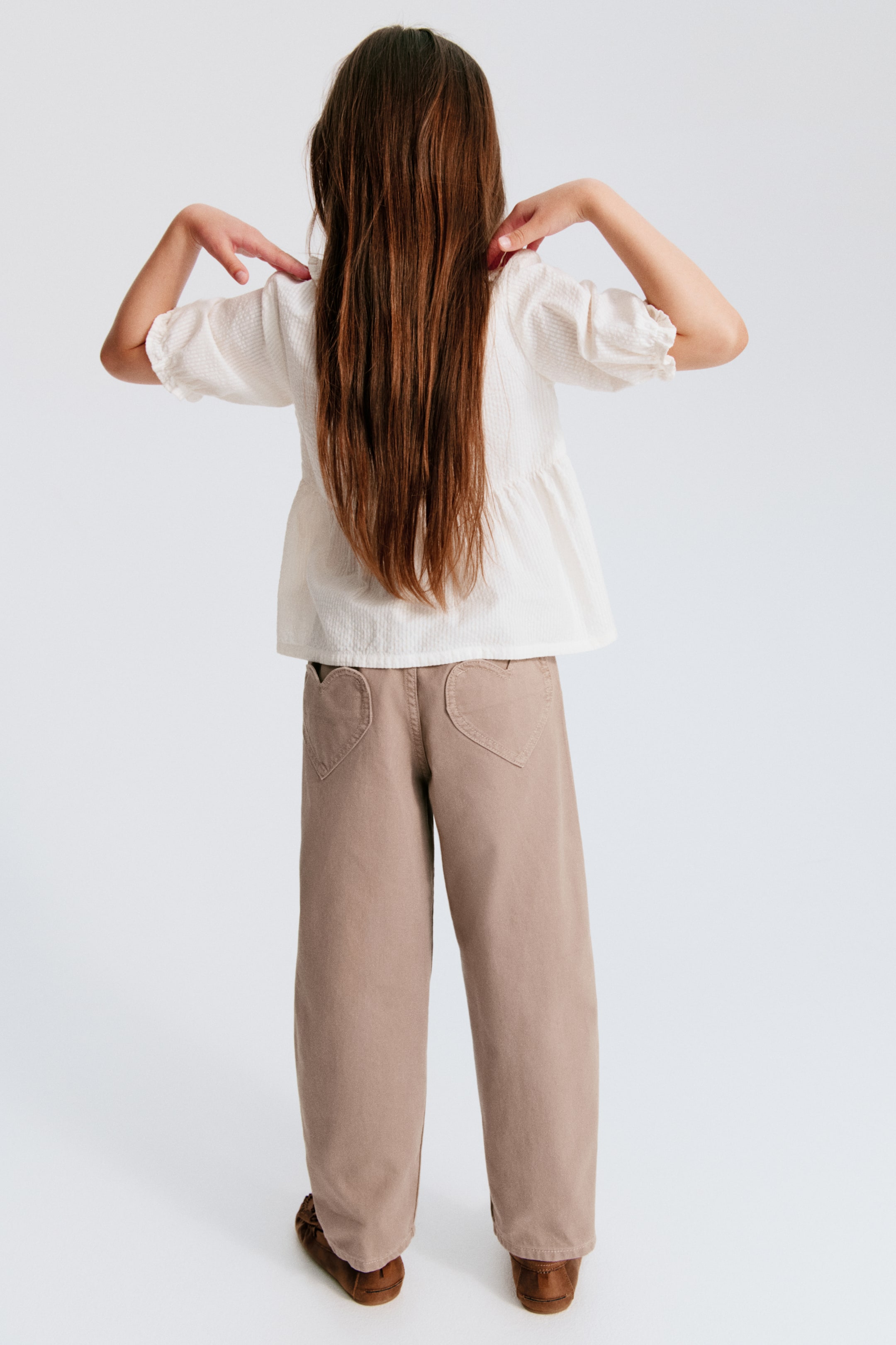 Cotton Twill Barrel-Leg Pants