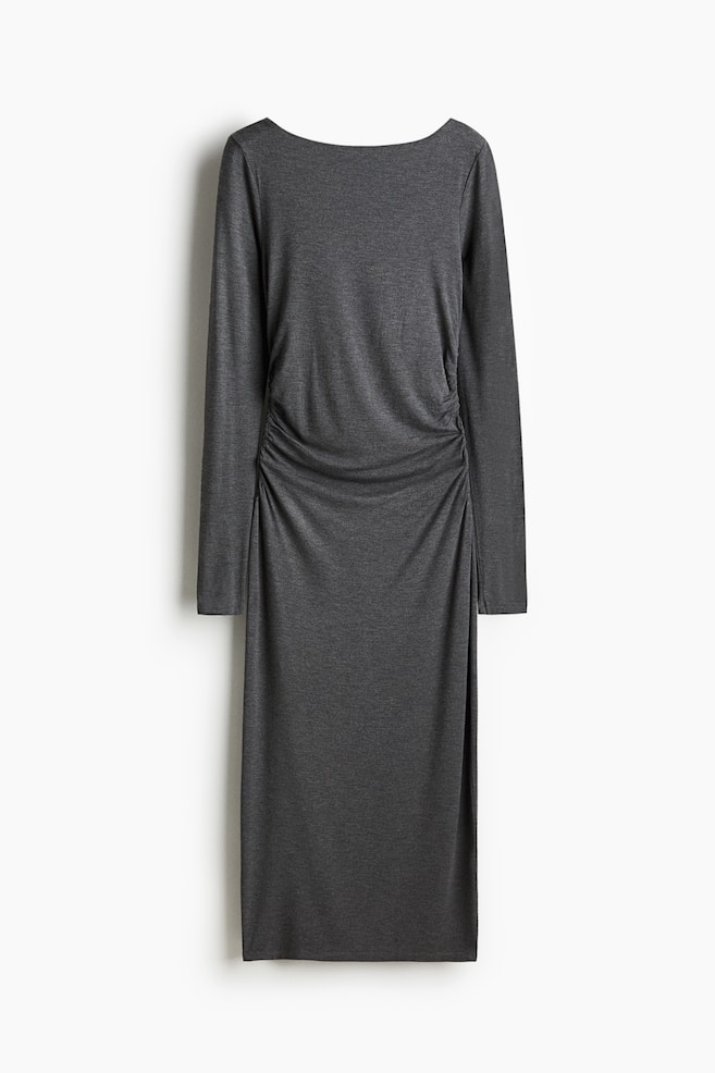 Draped bodycon dress - Dark grey/Burgundy - 1