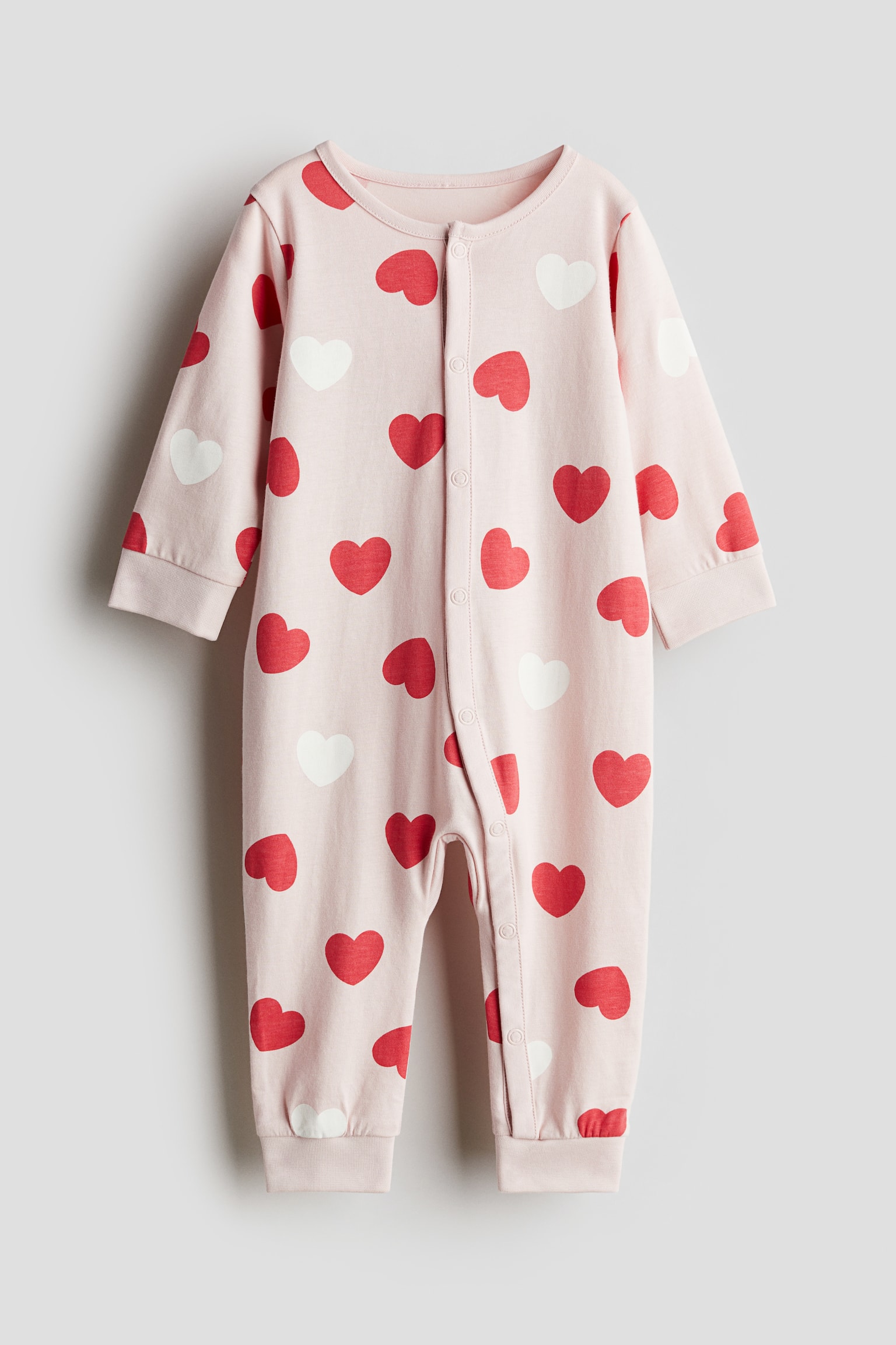 Printed jersey sleepsuit - Light pink/Hearts/White/Sloths - 1