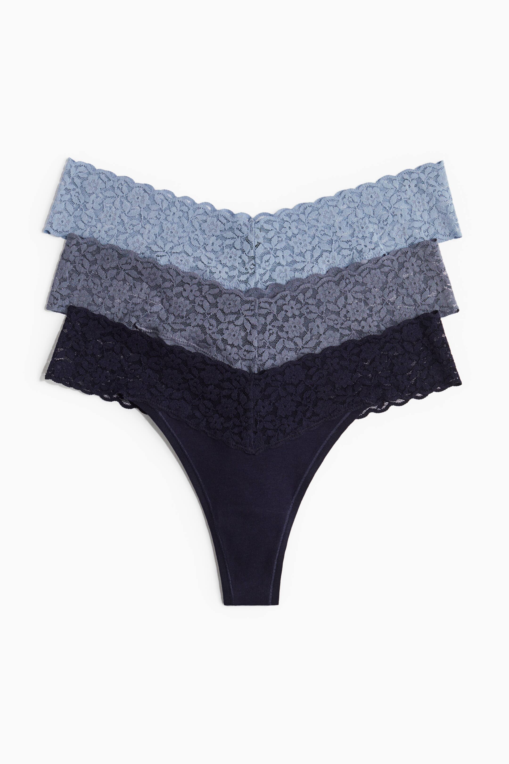 Xem ảnh lớn hơn: Bộ 3 quần ren lọt khe - Xanh tím than/Xanh dương nhạt - Ladies | H&M VN 1